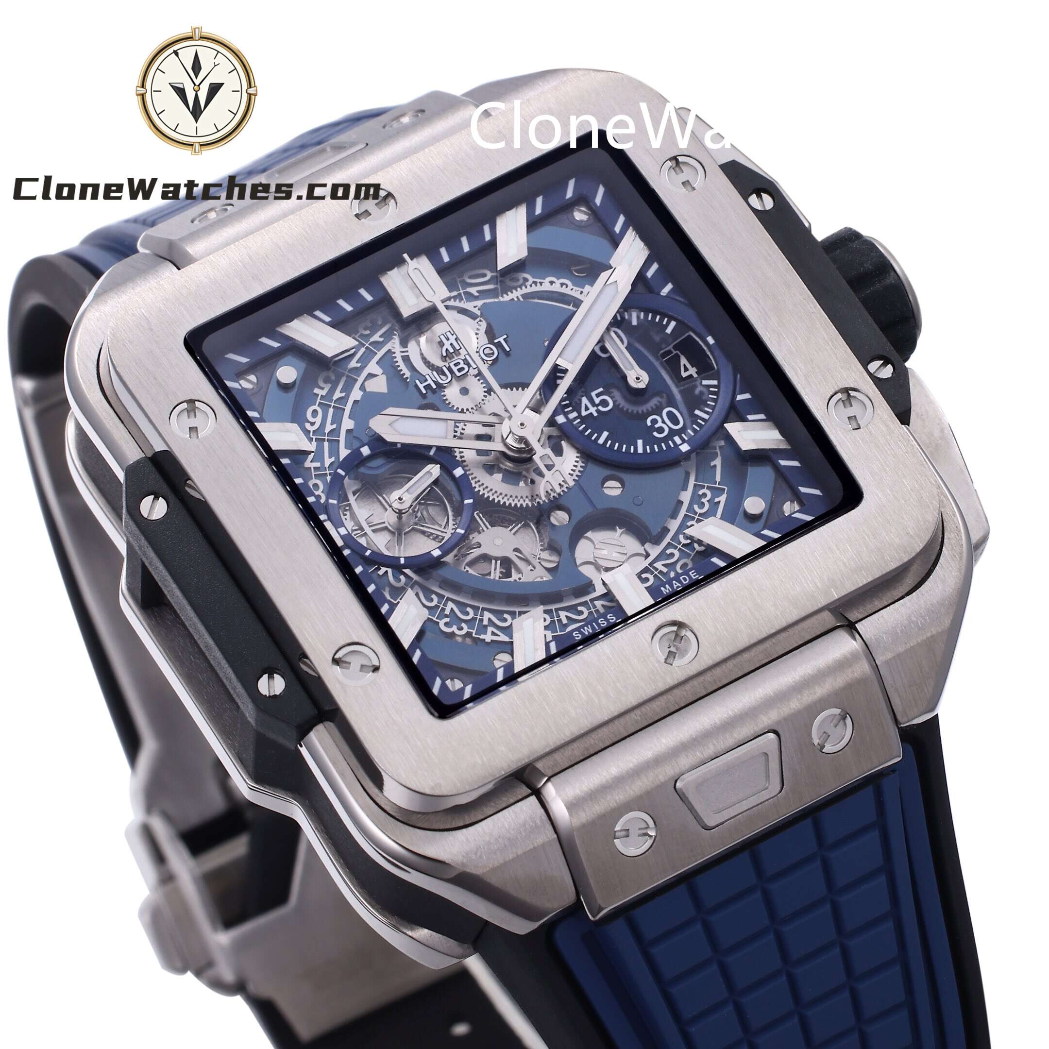 Hublot Super Clone Watches 1:1 Square Bang Unico Titanium Blue 42MM 821.NX.5170.RX