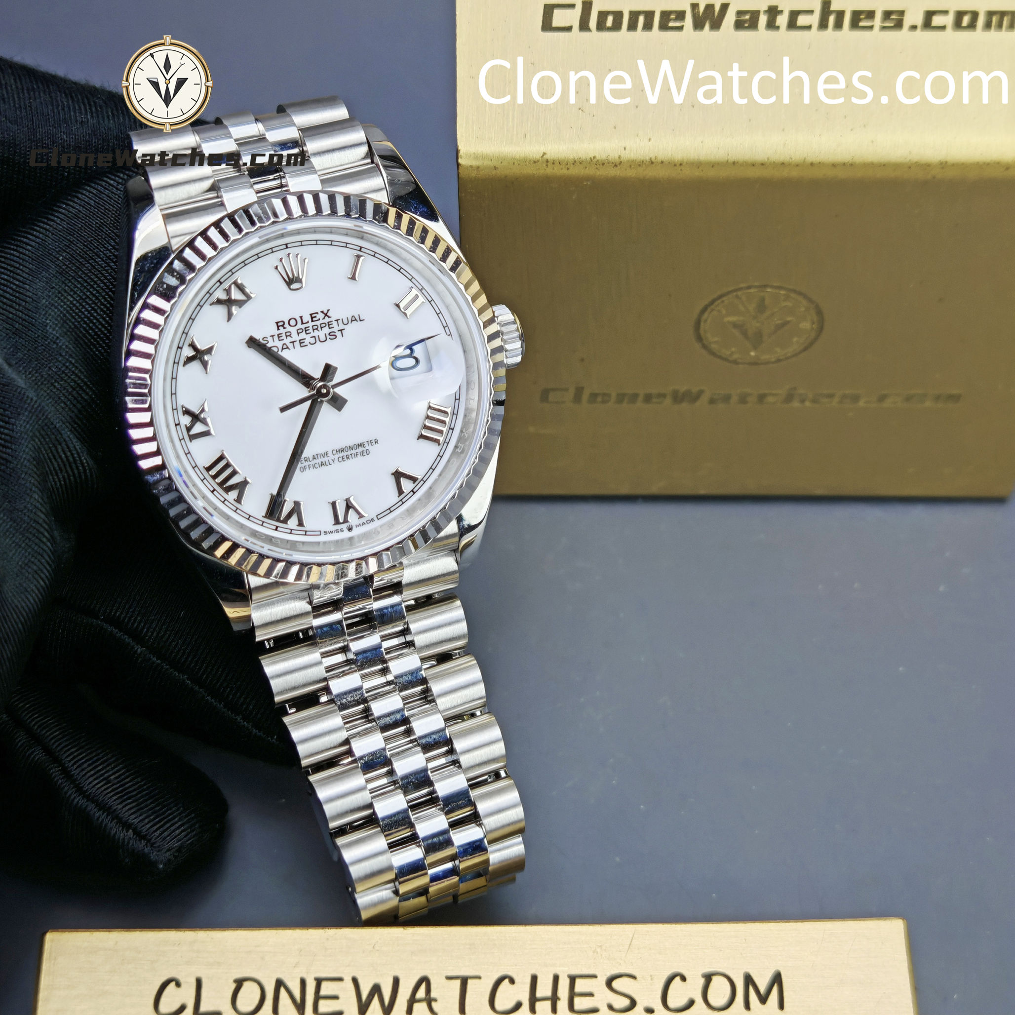 Rolex Super Clone Watches 1:1 DateJust White Dial Roman M126234 – 0025 Jubilee 36MM 3235 Movement