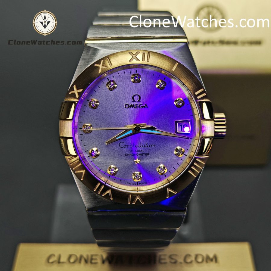 OMEGA Super Clone Watches 1:1 Constellation steel �� 18k gold on steel 123.20.35.20.52.002 35mm
