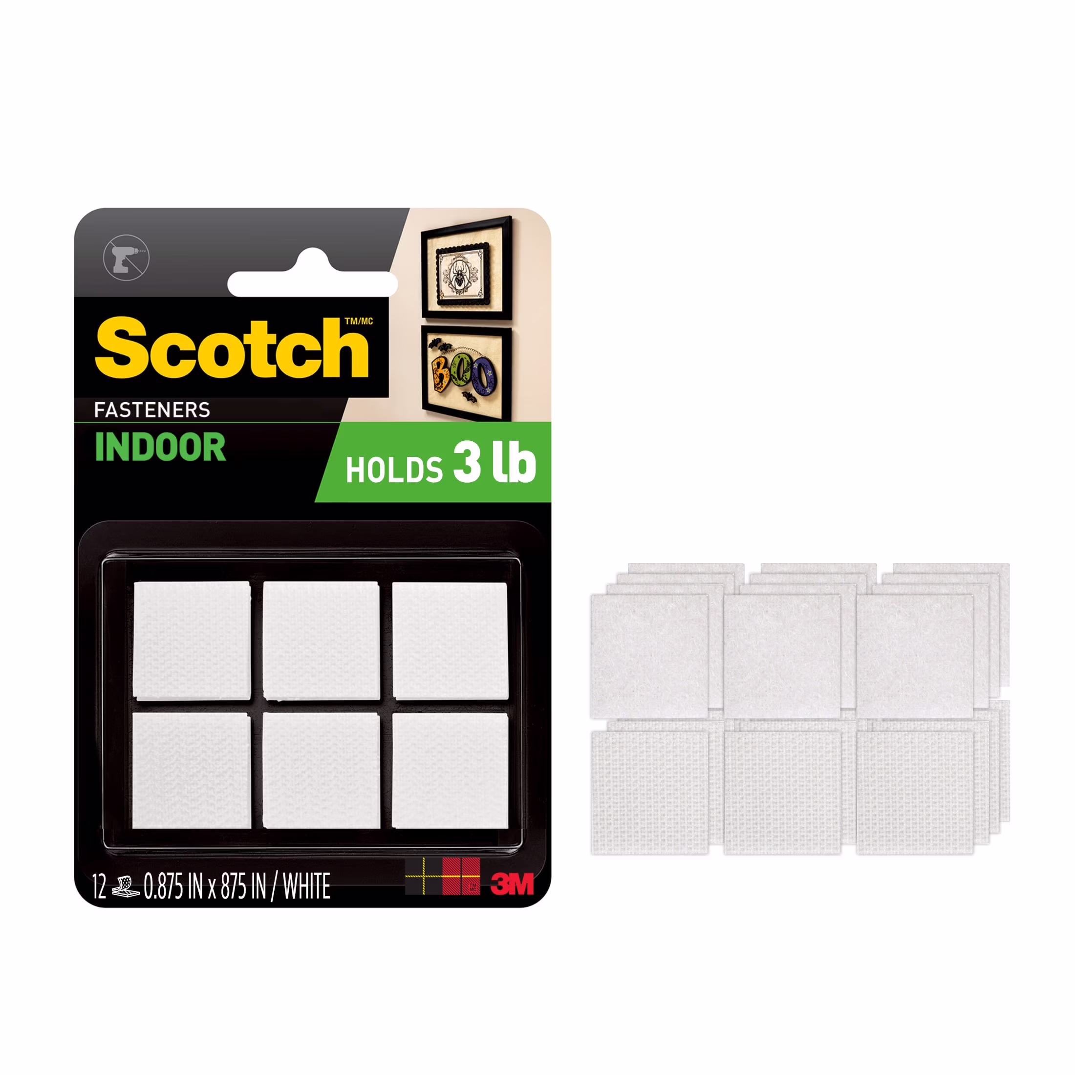 Scotch Indoor Fasteners, Holds 3 lbs., White, 7/8