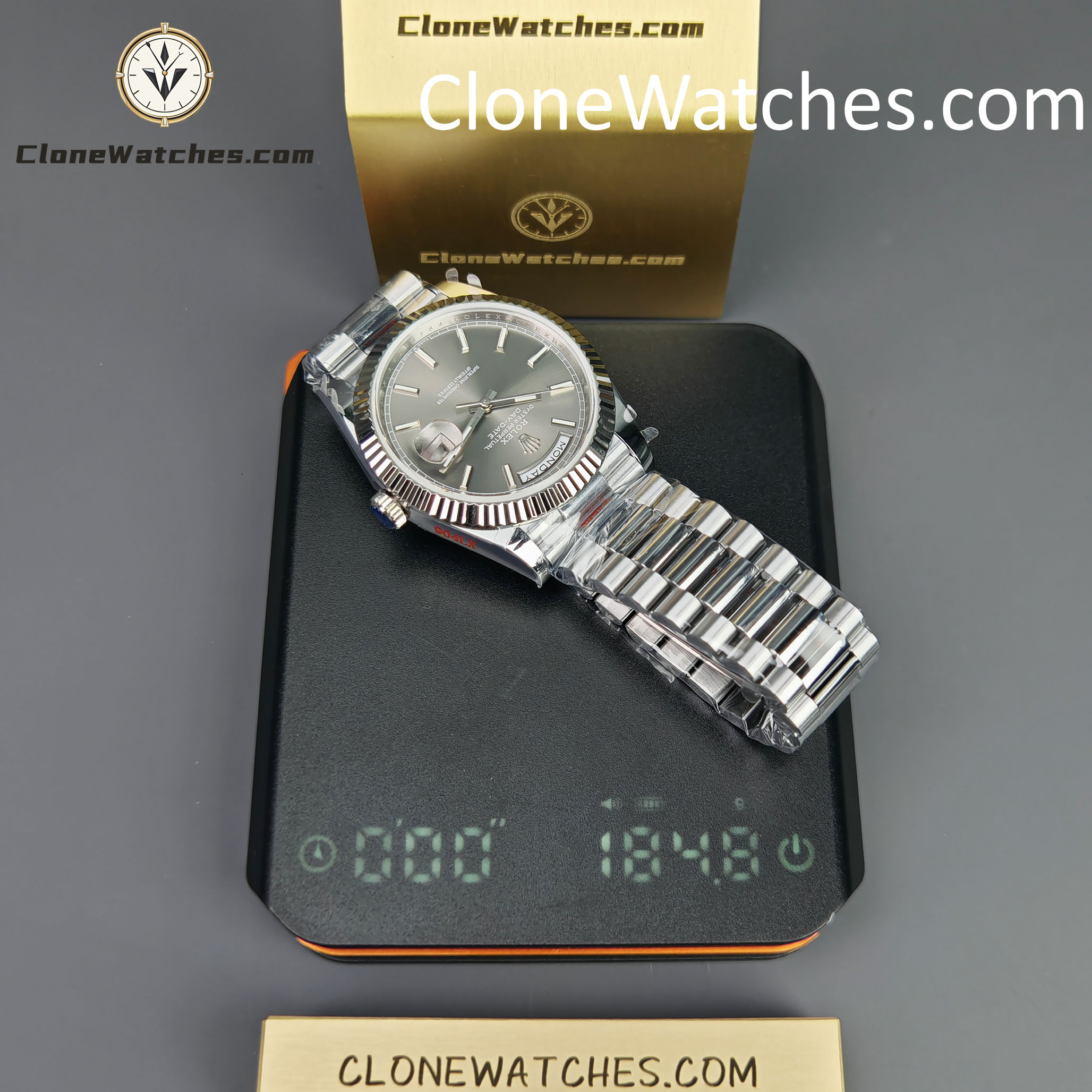 Rolex Super Clone Watches 1:1 Day Date Grey Dial 40mm m228239-0060 Presidential Bracelet