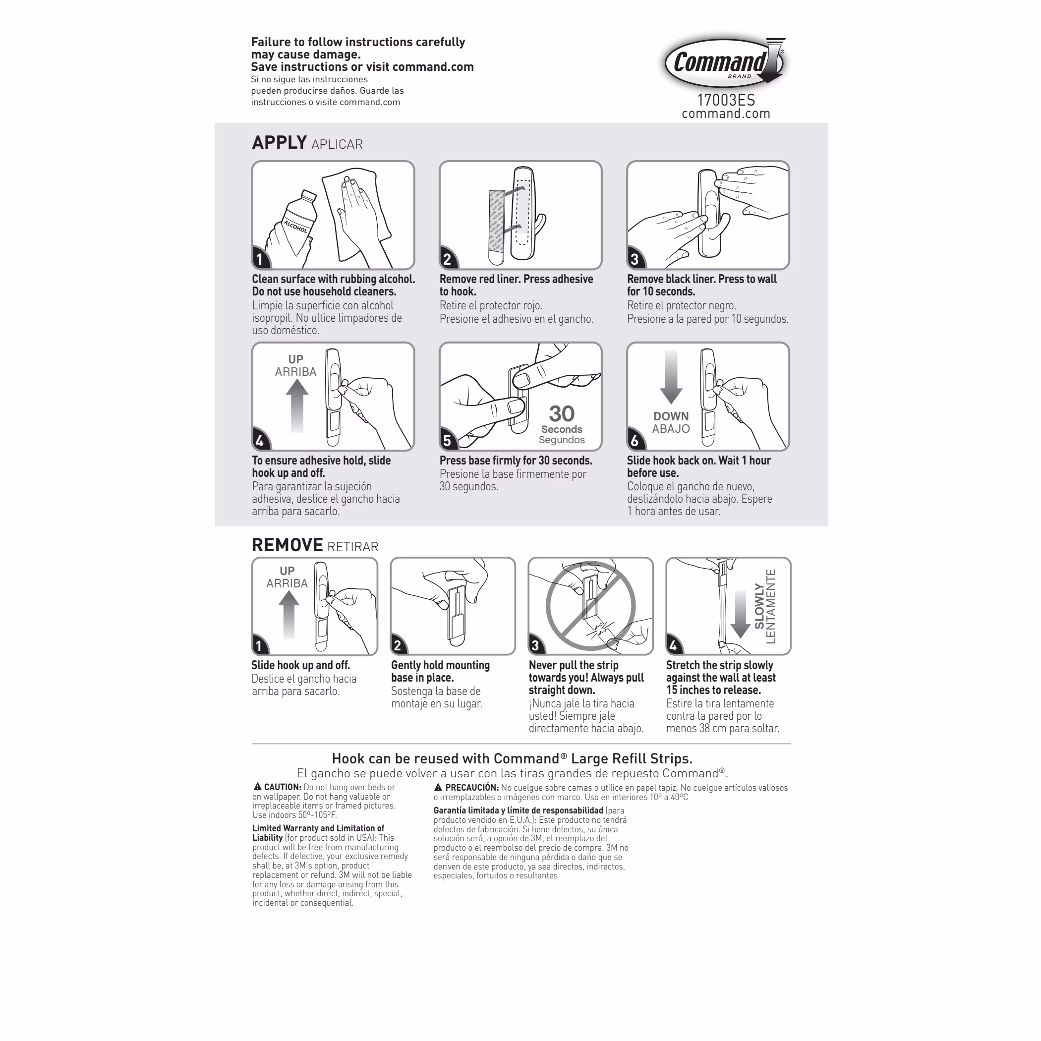 Command Large Utility Hooks, Holds 5 lb, White, 6 Hooks, 12 Pairs Adhesive Strips