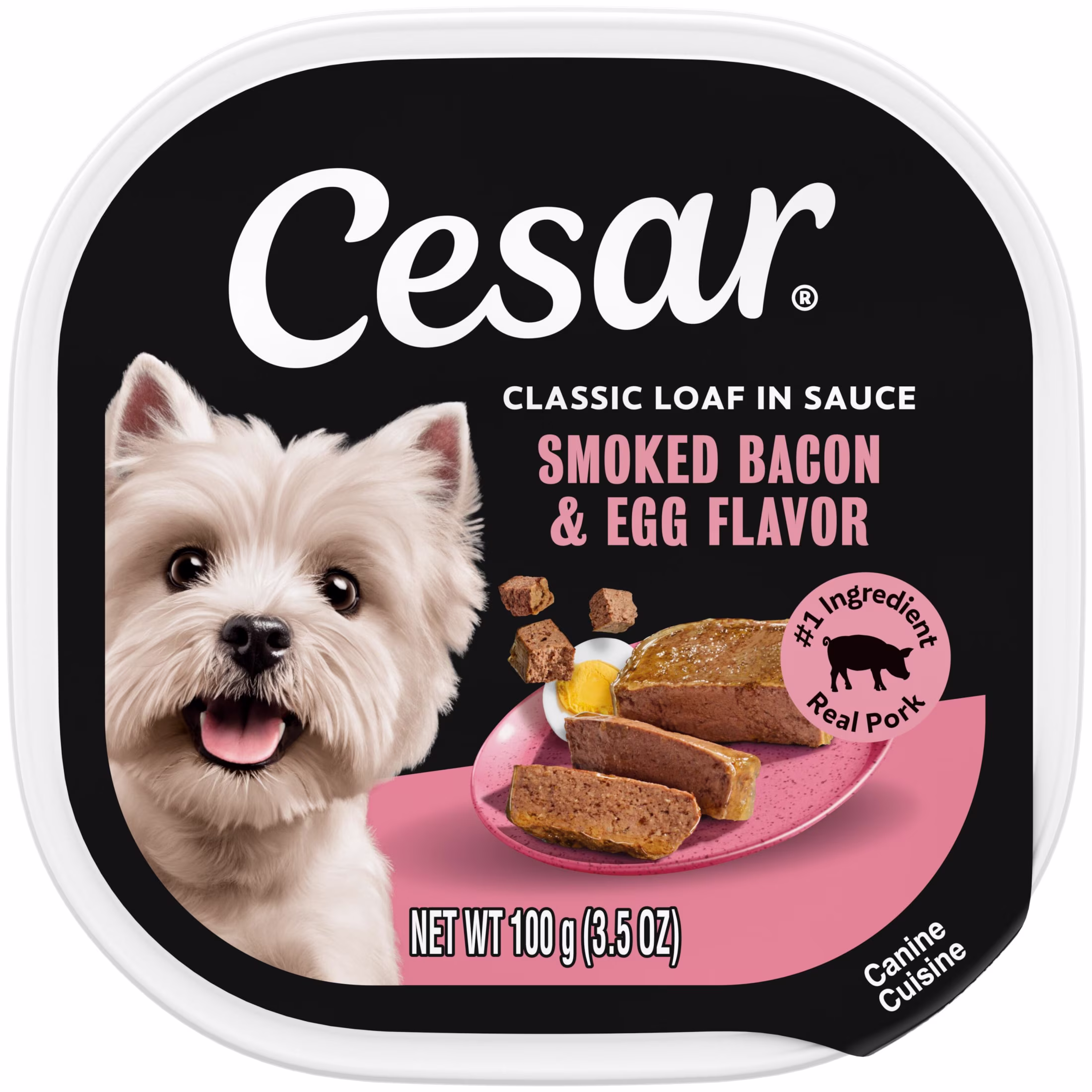 Cesar Classic Loaf in Sauce Wet Dog Food, Bacon & Egg Flavor, 3.5 oz. Easy Peel Tray