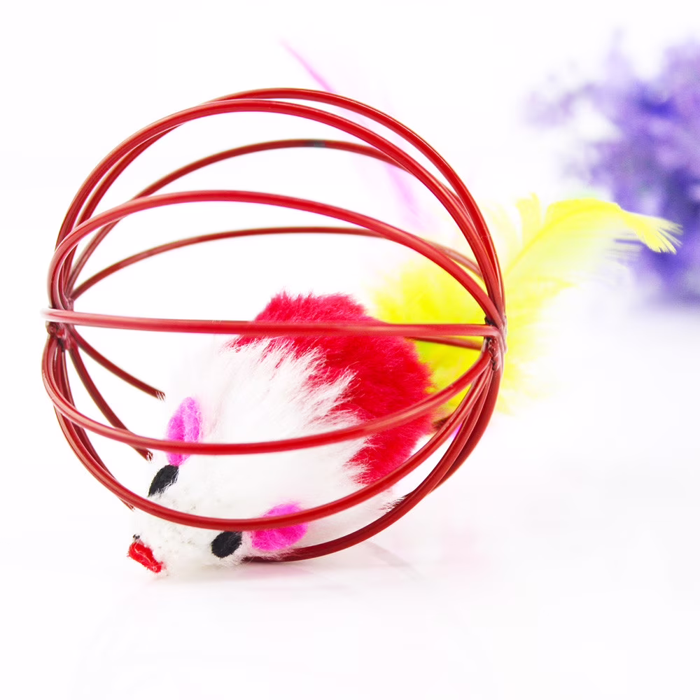 Vikakiooze Sale Pet Cat Funny Playing Toy Teal Fake Mouse Mice Rat in Cage Ball,Cat Toy Mouse