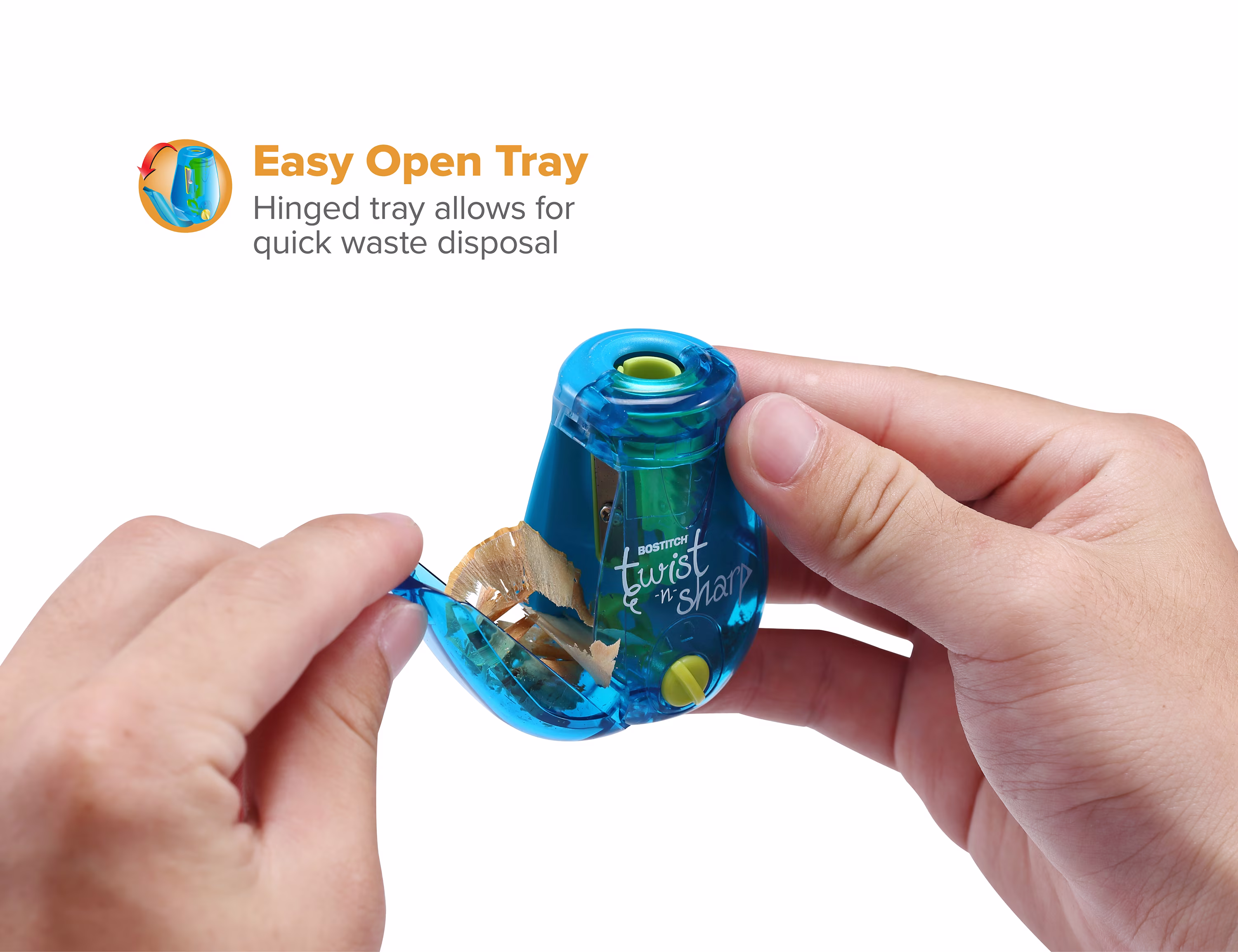 Bostitch Twist-N-Sharp Pencil Sharpener Handheld-Blue-1 Each