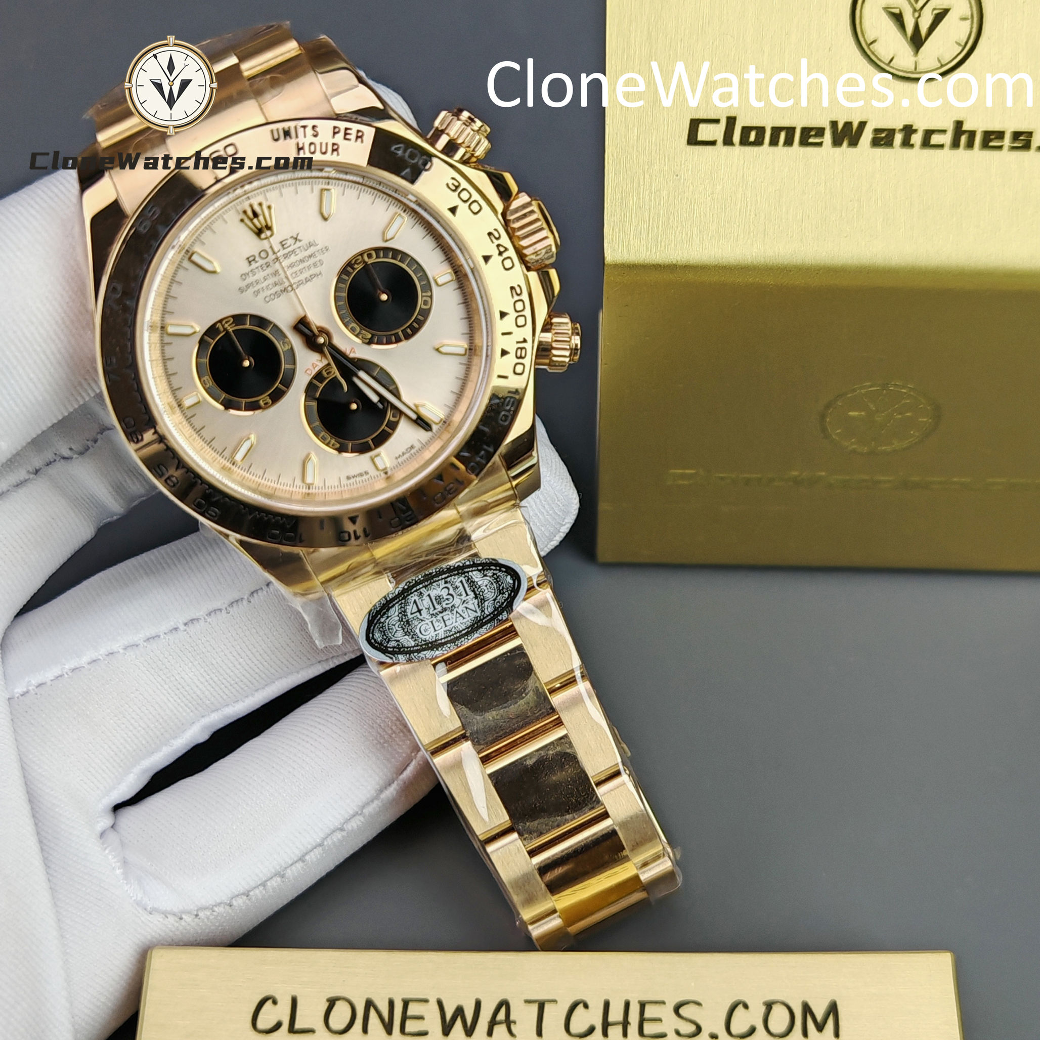 Rolex Super Clone Watches 1:1 Daytona Sundust Dial Rose Gold 126505-0003 4131 Movement