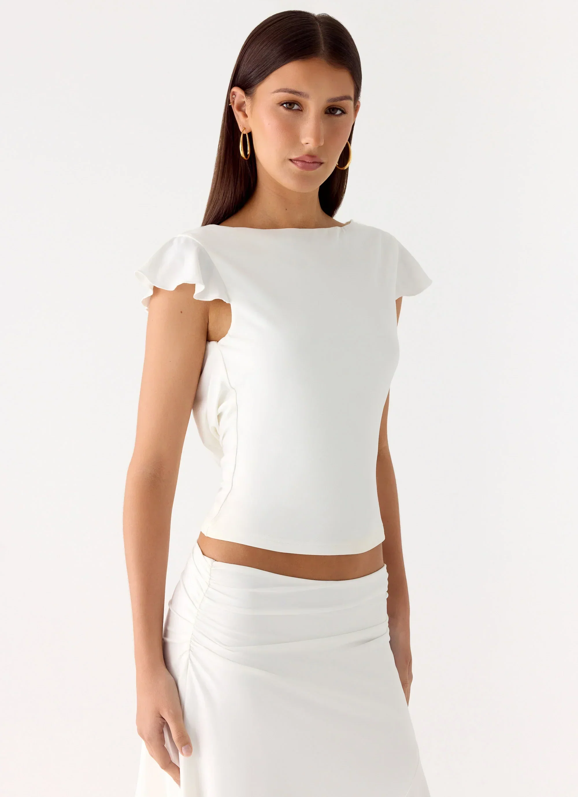 Maxina Cap Sleeve Top - White