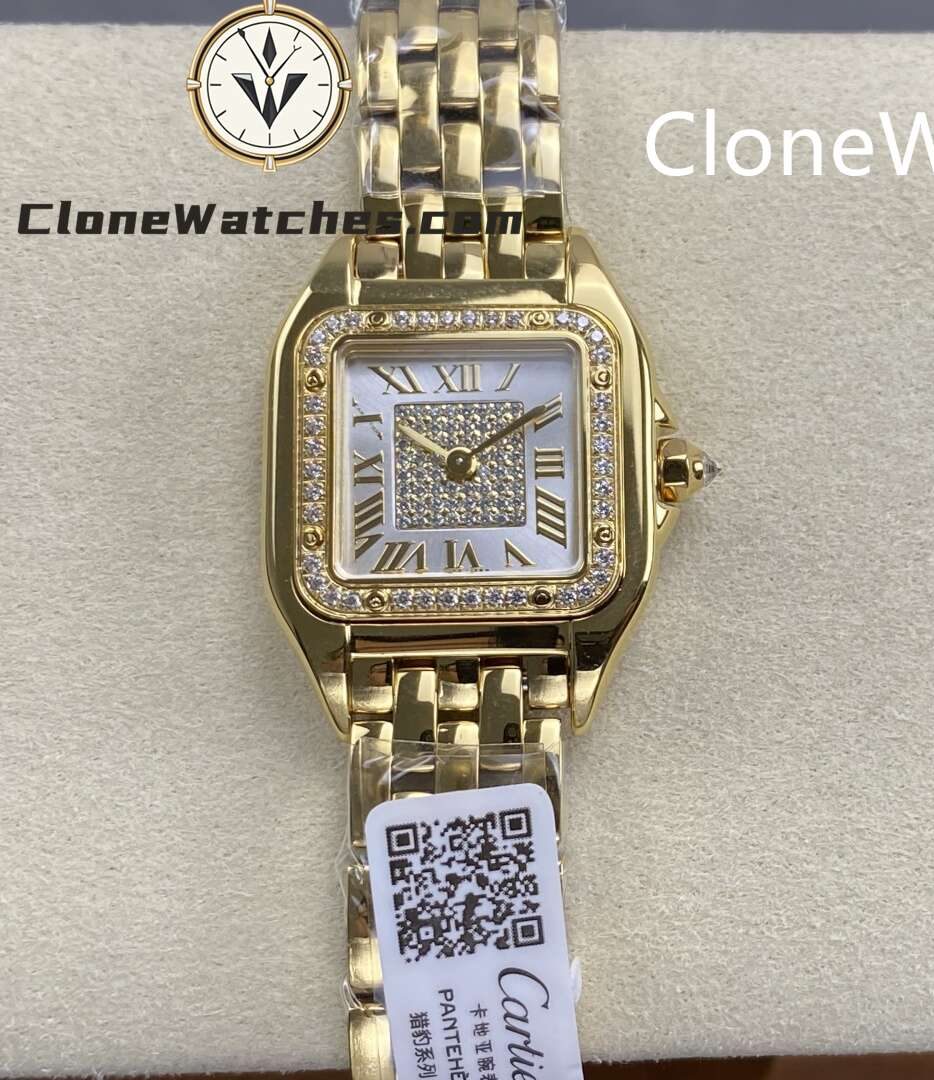 Cartier Super Clone Watches 1:1 PANTHÈRE DE CARTIER Silver-gray with diamond accents Dial 22mm x30mm WJPN0094