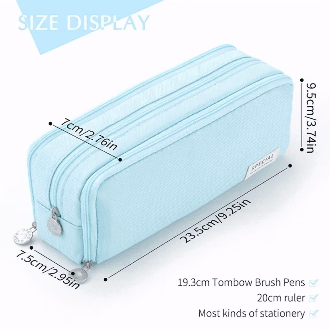 PALIFEUR Pencil Case Large Capacity Pencil Pouch, Multi-layer Aesthetic Pen Bag, Sturdy Multifunctional Pencil Bag, Pencil Box, Sky Blue