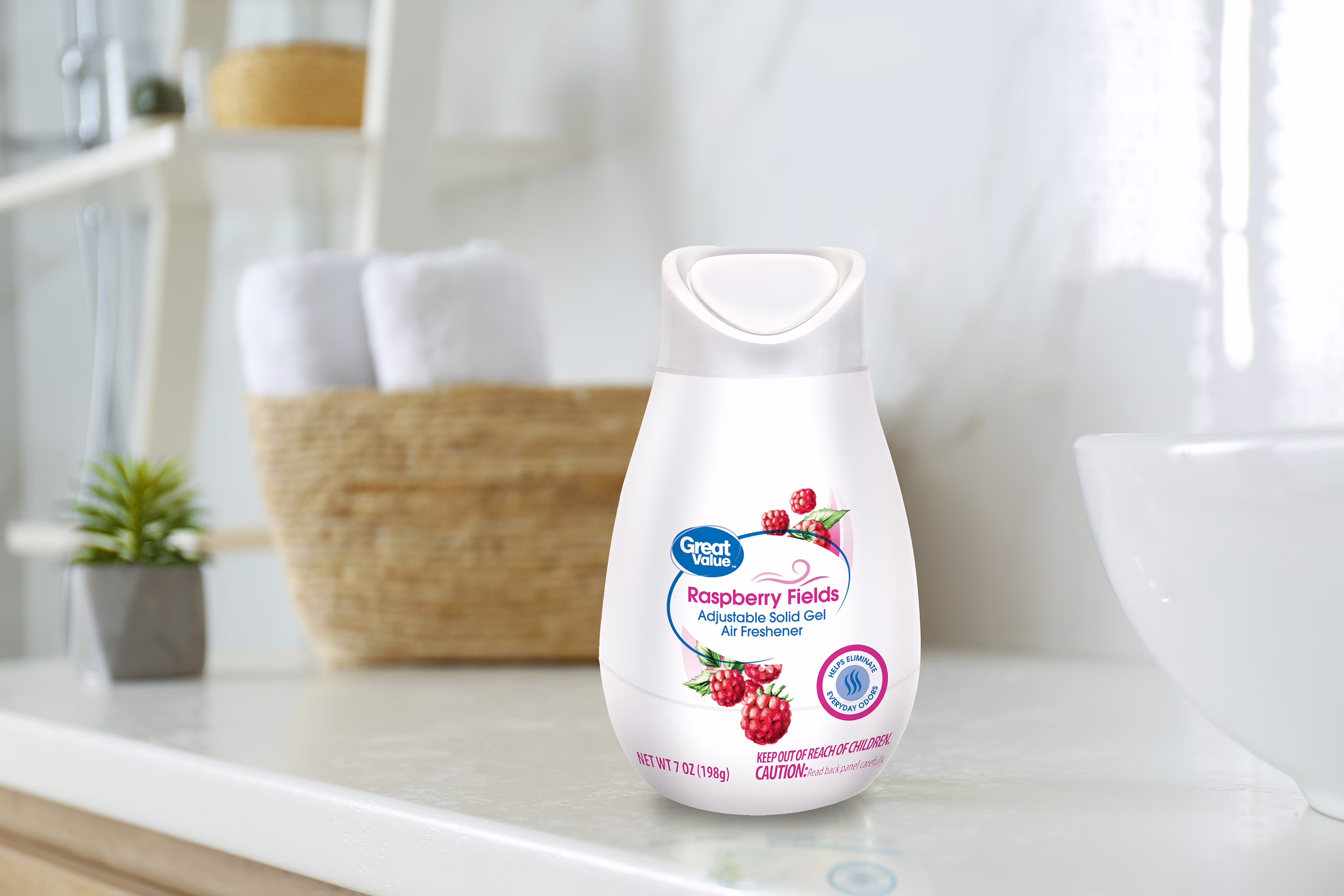 Great Value Ambientador de Aire en Cono de Gel Sólido Ajustable, Campos de Frambuesa, 7 oz