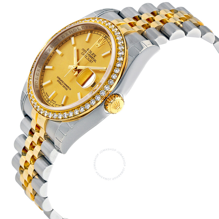 Rolex Oyster Perpetual Datejust 36 Champagne Dial Stainless Steel and 18K Yellow Gold Jubilee Bracelet Automatic Ladies Watch 116243CSJ（Lifetime free warranty+90-days replacement service & Refund!.）