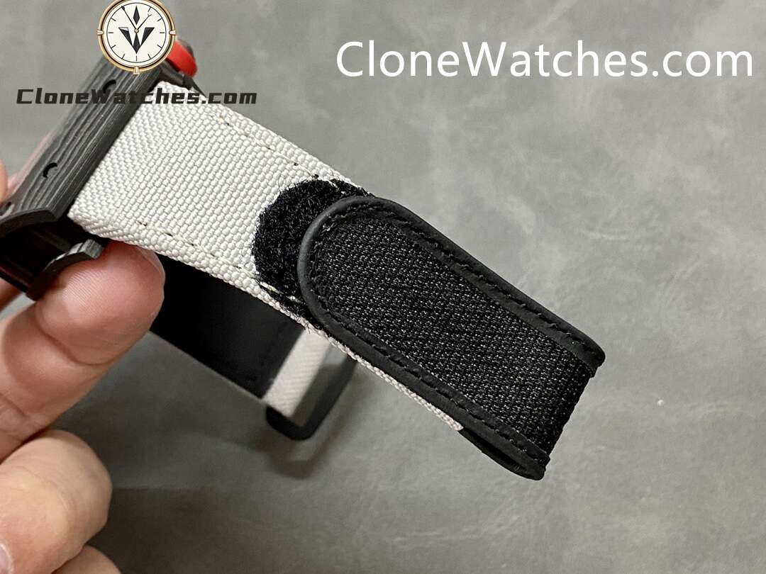 Richard Mille Super Clone Watches 1:1 RM 055 Carbon Tourbillon White Nylon Strap