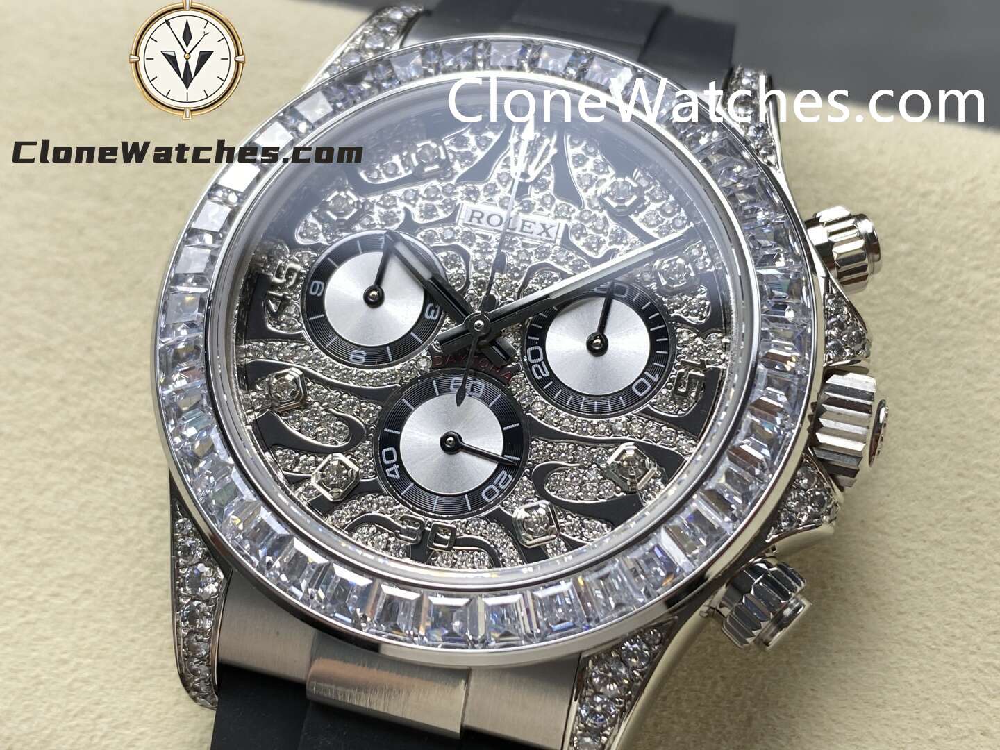 Rolex Super Clone Watches 1:1 Daytona 116589TBR Eye of the Tiger Diamonds Dial 4130 Movement