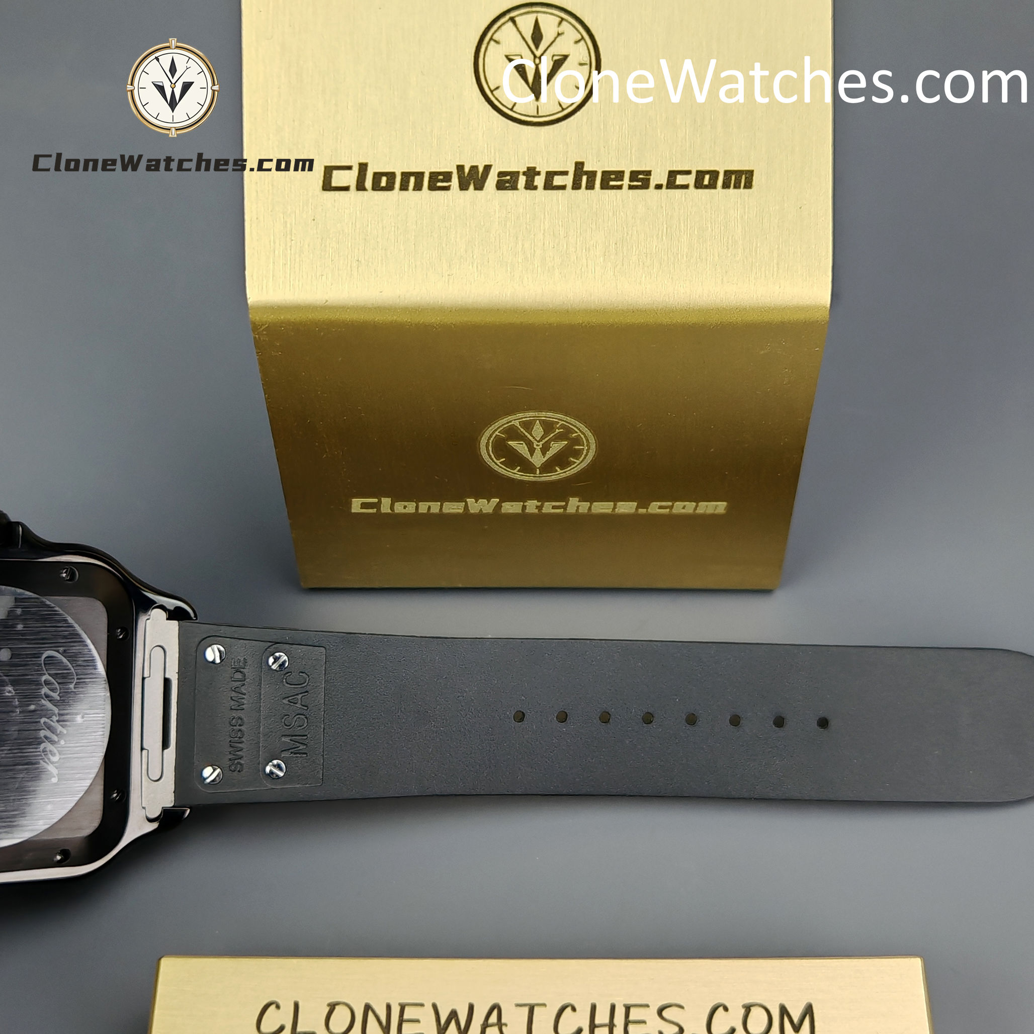 Cartier Super Clone Watches 1:1 Santos Series Black Dial 39.8MM WSSA0039 Rubber Strap