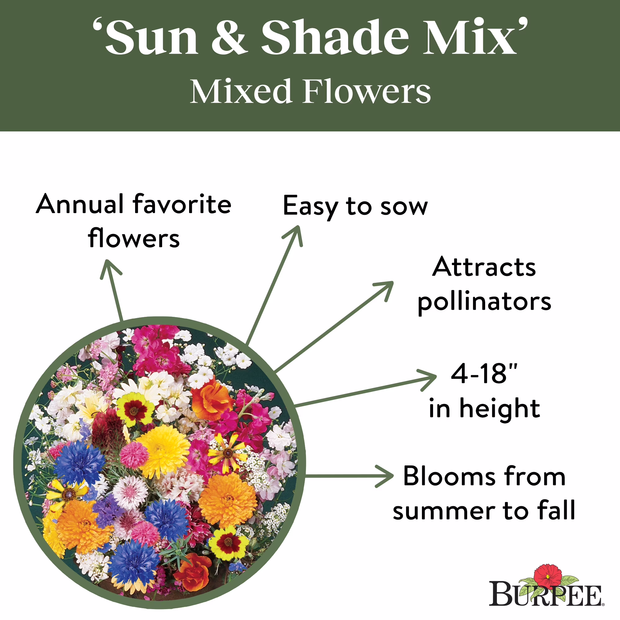 Burpee Sun & Shade Mix Mixed Flower Seed, 1-Pack