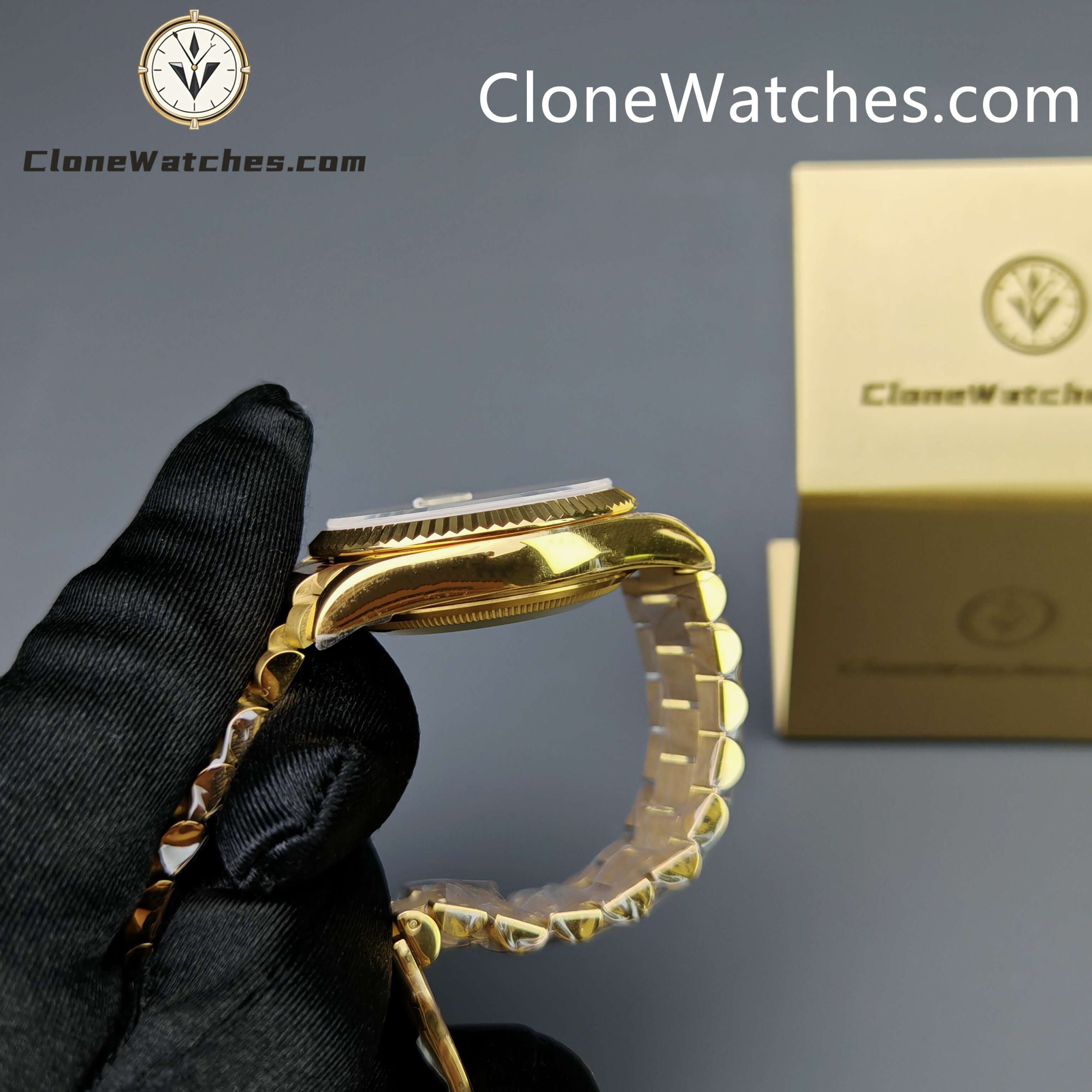 Rolex Super Clone Watches 1:1 Day Date Gold Malachite Dial 36mm 128238