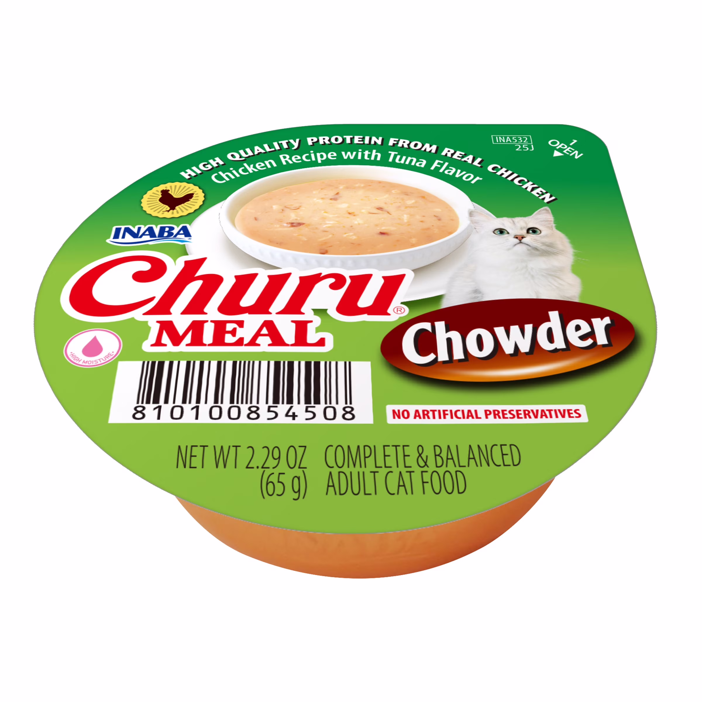INABA Churu Meal Chowder Adult Wet Cat Food, 2.29 oz cup, Chicken Recipe with Tuna Flavor