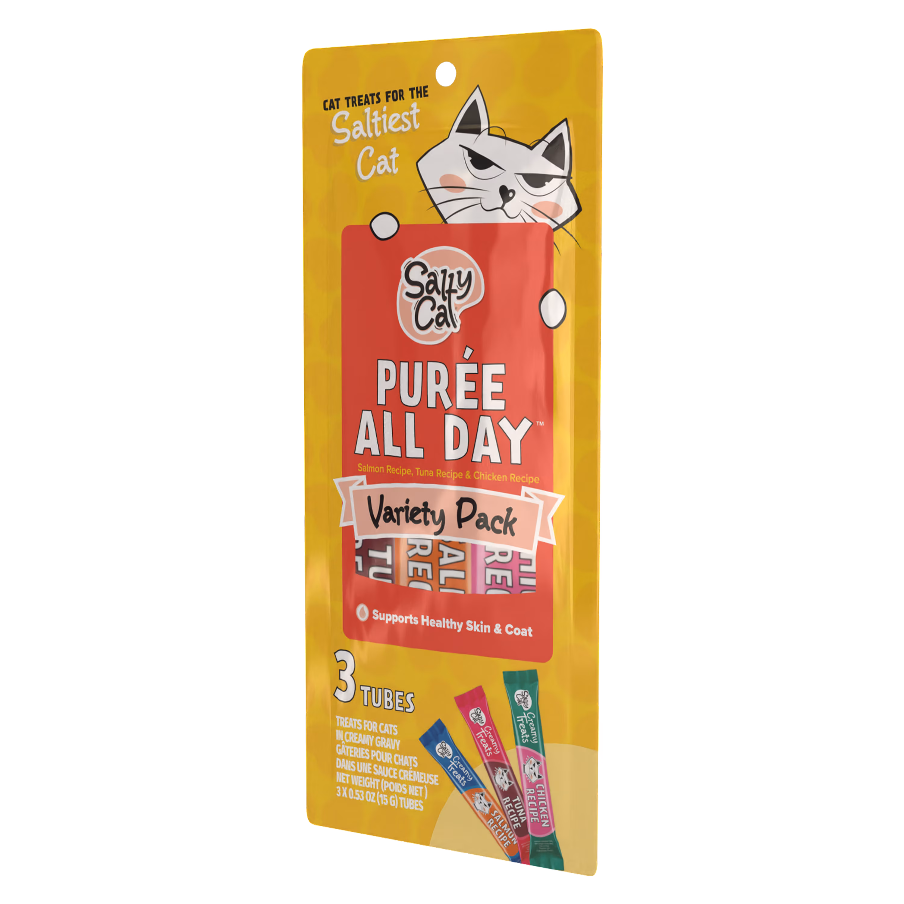 Salty Cat Purée All Day Everyday Tube Treat - Variety Pack - 3 Pack (pouch)
