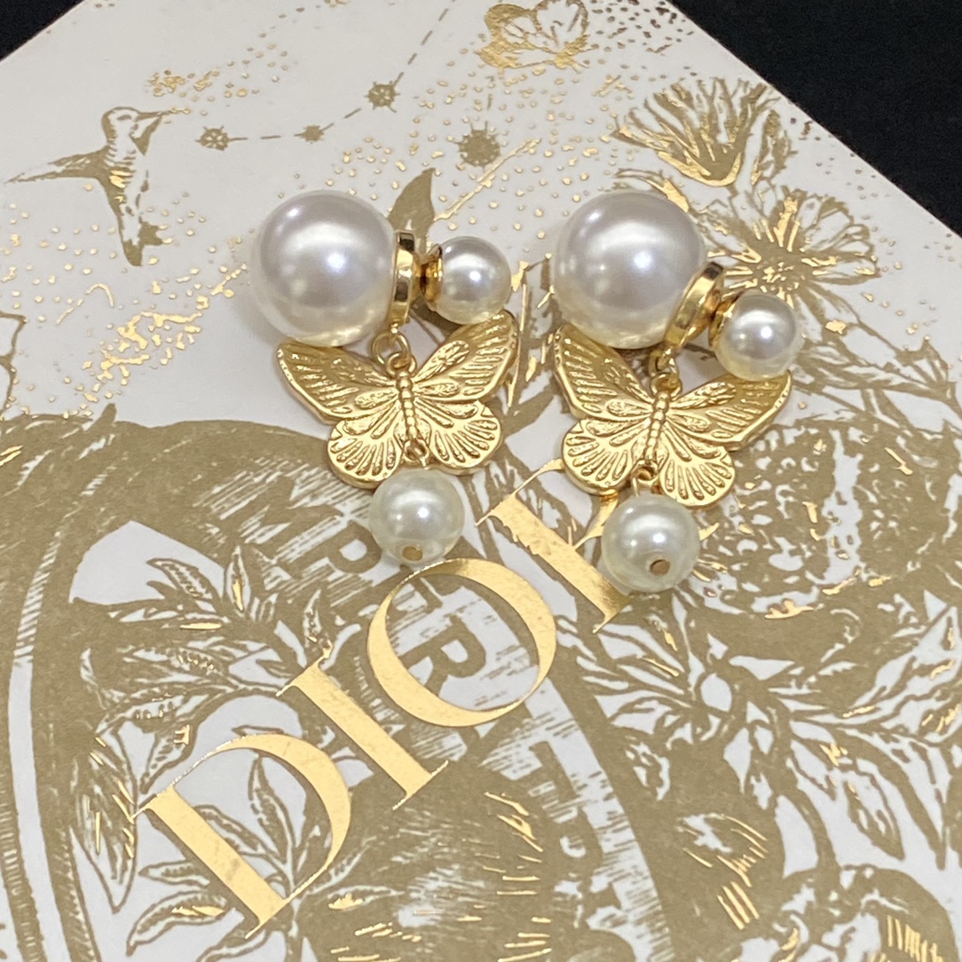 Dior Butterfly Pearl Earrings