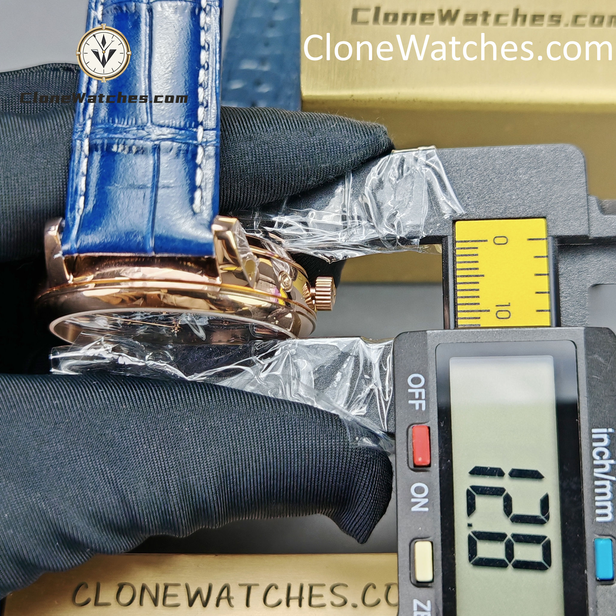 Vacheron Constantin Super Clone Watches 1:1 Patrimony Perpetual Calendar Rose Gold 43175/000R-B519 Blue Dial