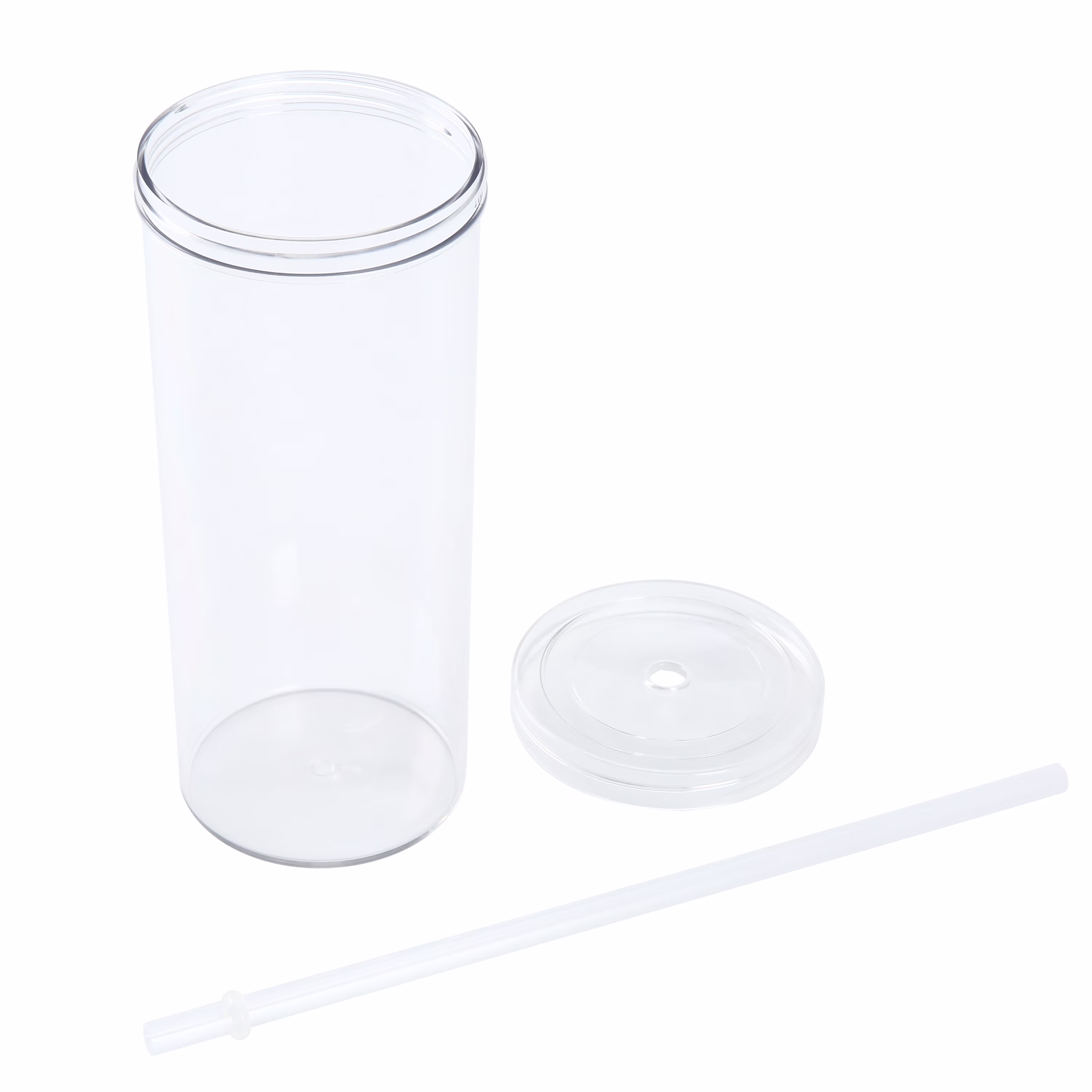 Mainstays 20 oz Clear Plastic Tumbler with Screw Top Lid and Straw