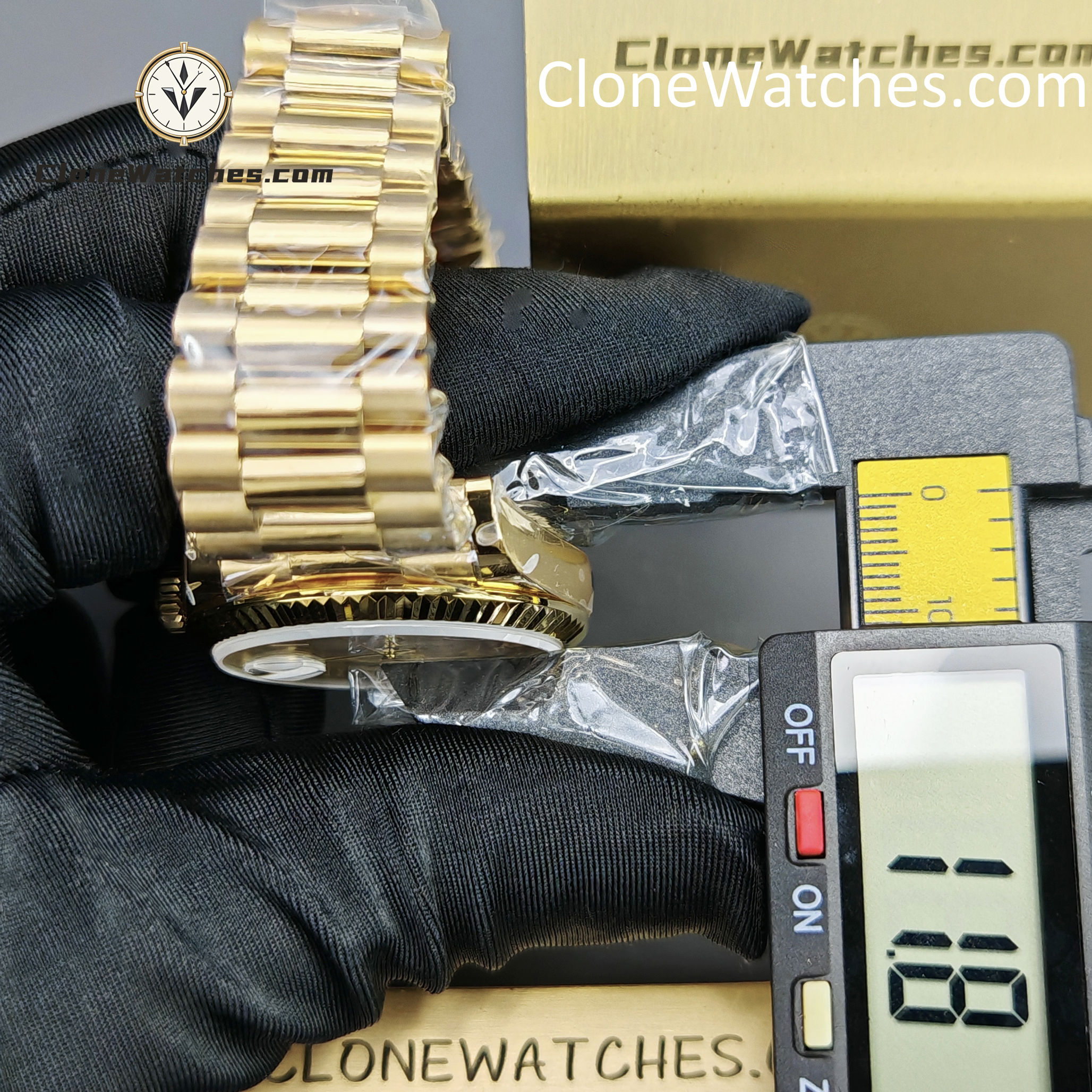 Rolex Super Clone Watches 1:1 Day Date 18K Gold White Dial 36mm m128238-0076 3255 Movement