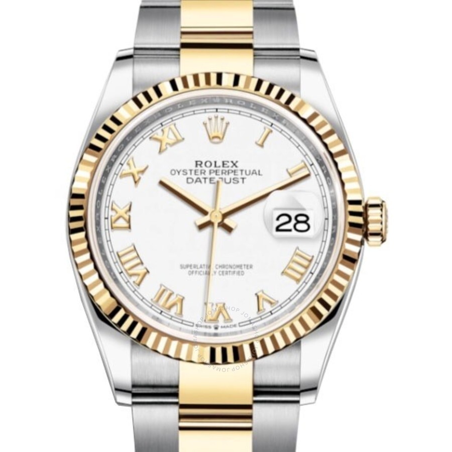 Rolex Datejust 36 White Dial Men s Stainless Steel and 18kt Yellow Gold Oyster Watch 126233WRO（Lifetime free warranty+90-days replacement service & Refund!.）