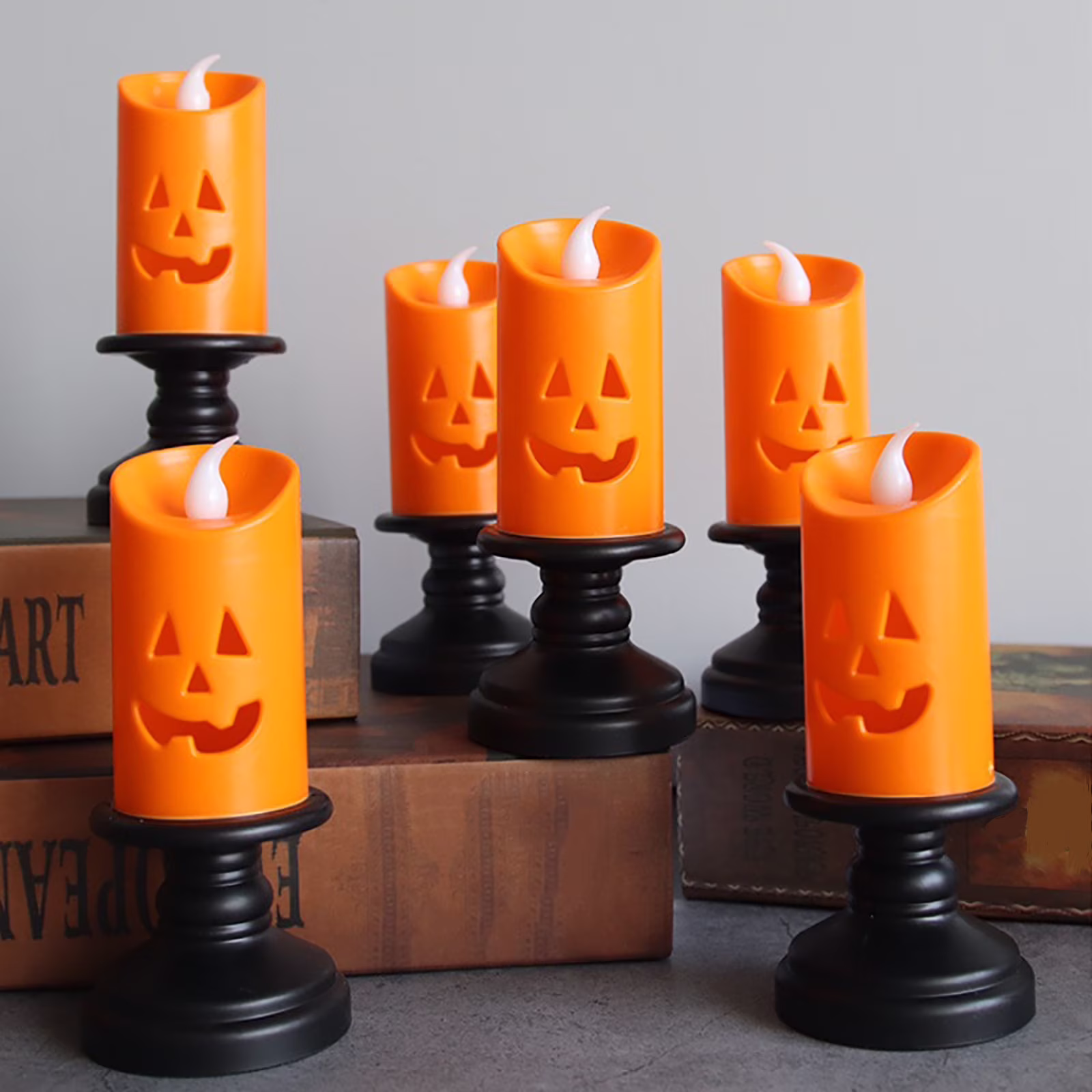 XGFHYJEH Halloween Decorations LED Candle Lights, 3pc Pumpkin Lantern, Halloween Indoor Decor, Halloween Table Decoration Ornament for Home Room Party