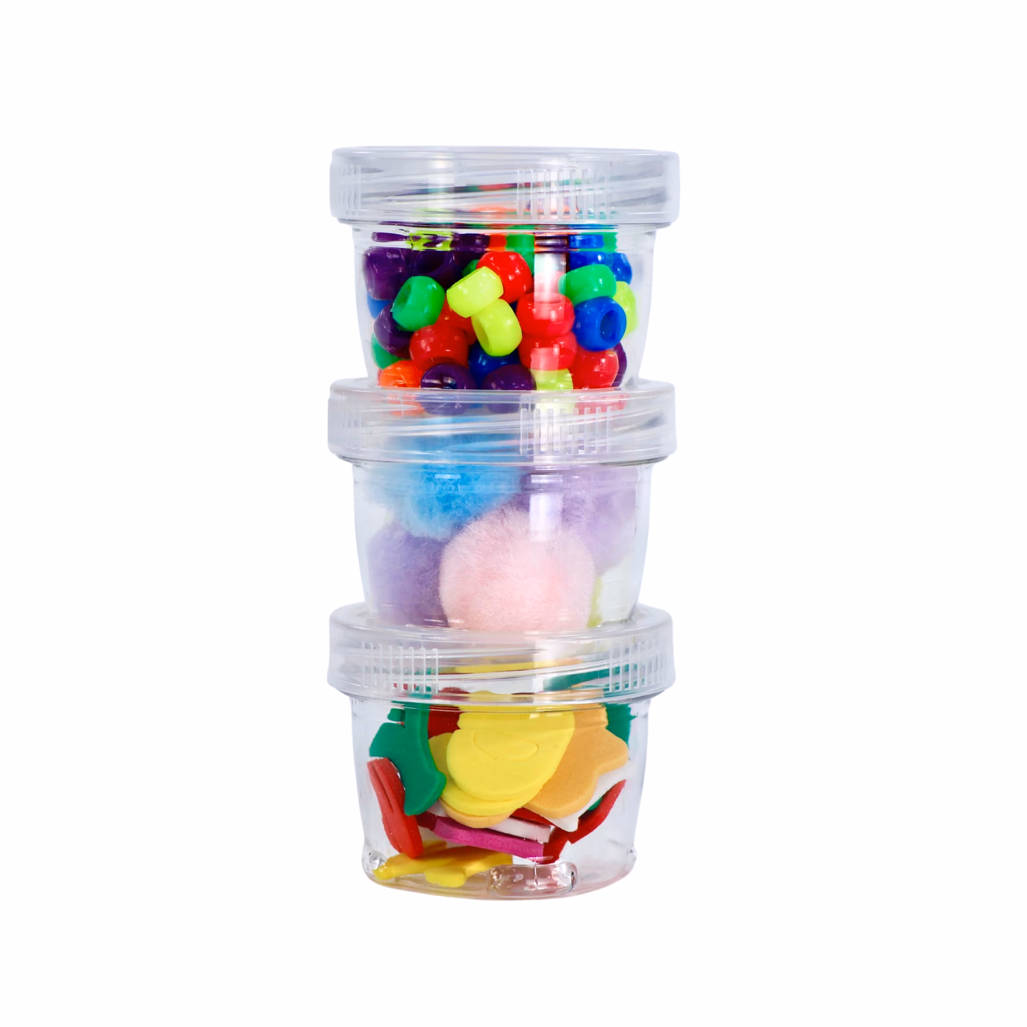 Everything Mary Round Stackable Crafting Containers, 3 Piece Plastic Clear Set