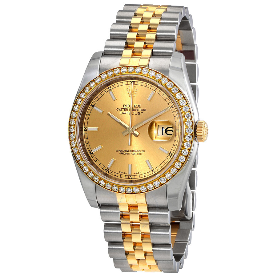 Rolex Oyster Perpetual Datejust 36 Champagne Dial Stainless Steel and 18K Yellow Gold Jubilee Bracelet Automatic Ladies Watch 116243CSJ（Lifetime free warranty+90-days replacement service & Refund!.）