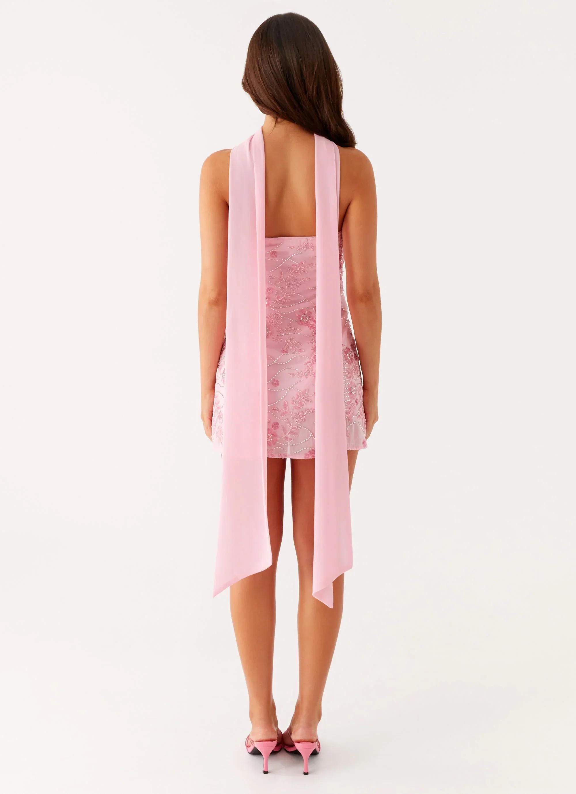 Kiesha Strapless Scarf Mini Dress - Pink