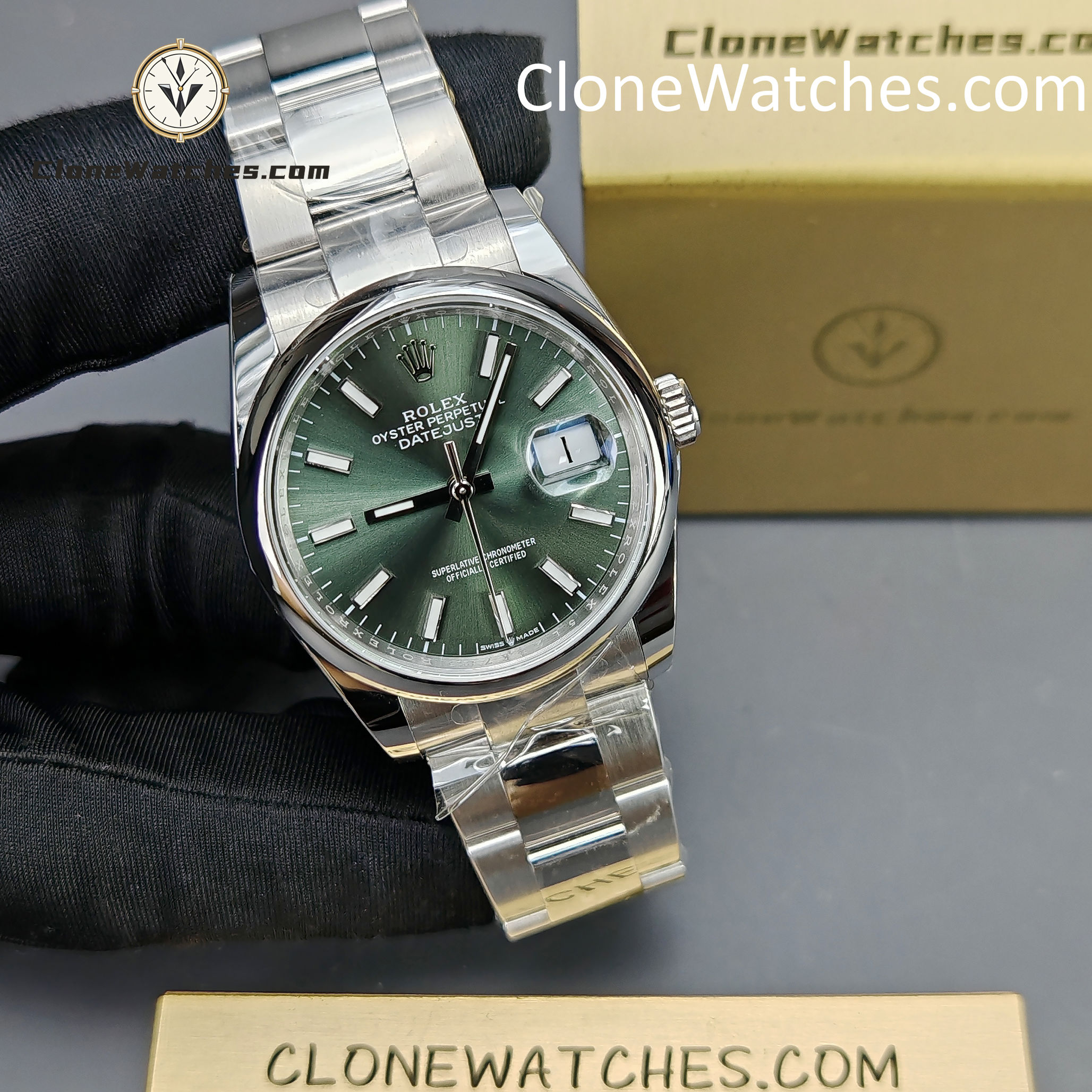 Rolex Super Clone Watches 1:1 DateJust Green Dial m126200-0024 Oyster 36MM 3235 Movement