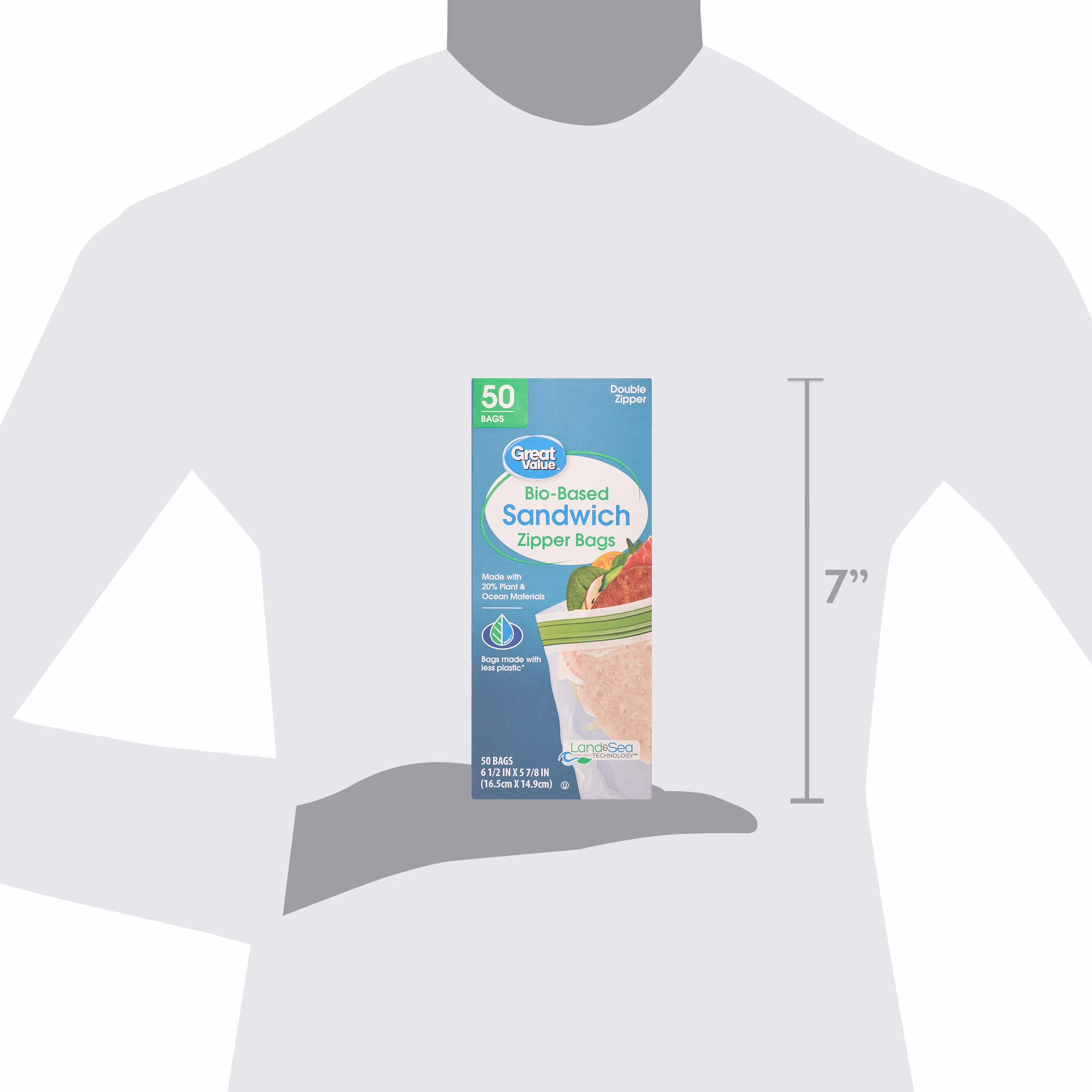 (4 pack) Great Value Bio-Based Reclosable Sandwich Bags, 50 Count