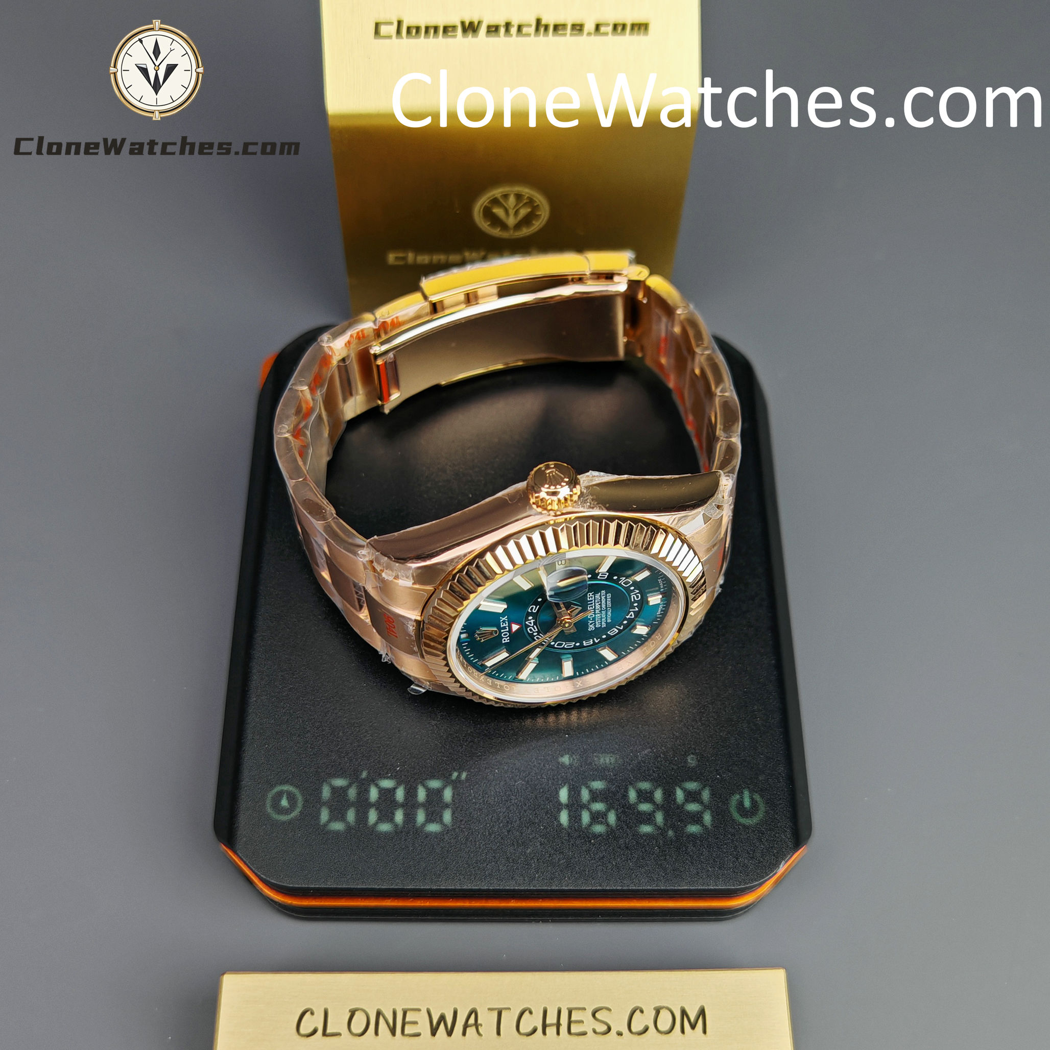 Rolex Super Clone Watches 1:1 Sky Dweller Rose Gold Blue Oyster m336935-0005 9002 Movement