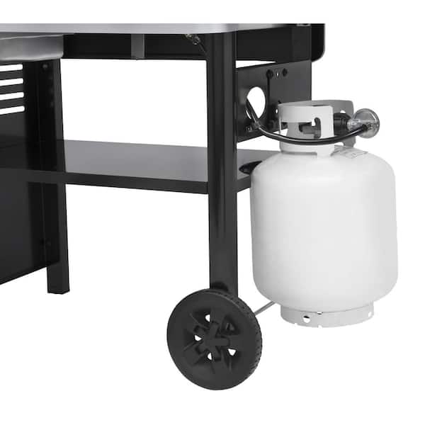 3 Burner Propane Gas Grill 28 in. Flat Top Griddle in Black