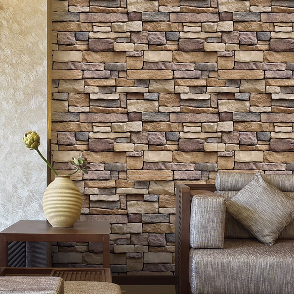 JoyMoreHome Peel and Stick Backsplash Wallpaper - Brick Contact Paper 17.7in 39.4in - Vintage Self Adhesive Wall Paper for Kitchen - Stone Decorative Removable