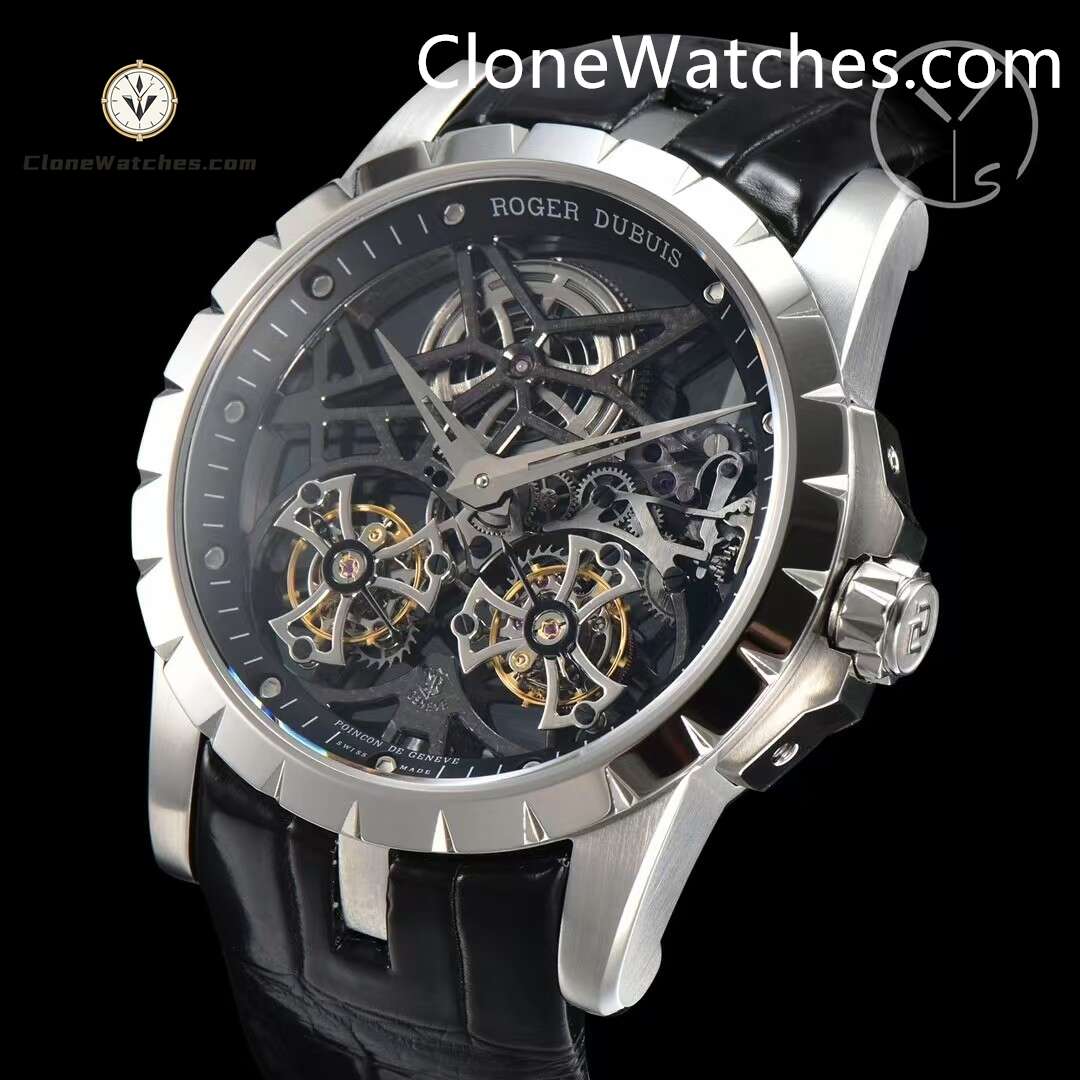 Roger Dubuis Super Clone Watches 1:1 Excalibur Skeleton Double Flying Tourbillon RDDBEX0396 45MM