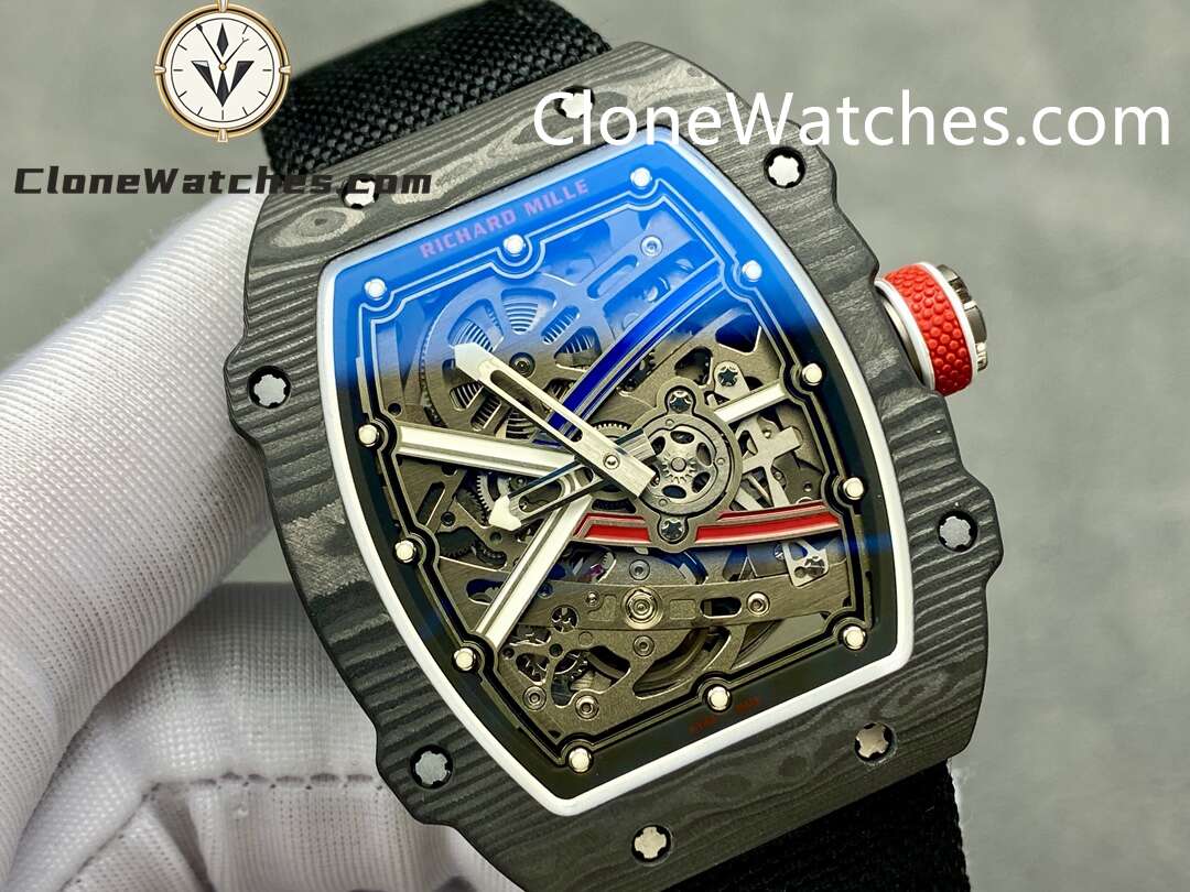 Richard Mille Super Clone Watches 1:1 RM 67 – 02 Carbon Tourbillon Black Strap
