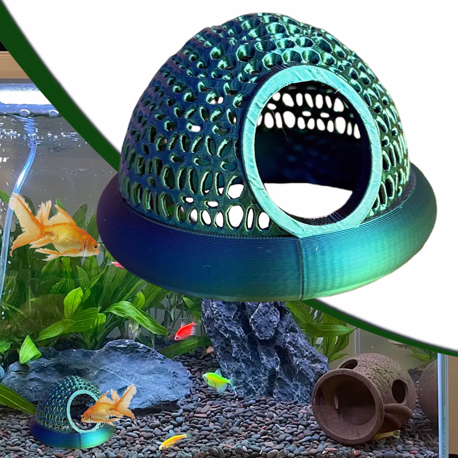 Floating Betta Fish Hide Hammock, Shrimp Hiding Cave, All-in-One Fish Tank Accessory, Feeder, Resting Shelter & Breeding Hideout, Stress Reducing Aquarium Decor for Tropical Fish