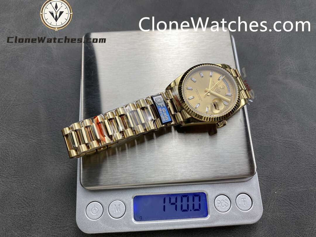 Rolex Super Clone Watches 1:1 Day Date 18K Gold Champagne Dial 36mm m128238-0132 3255 Movement