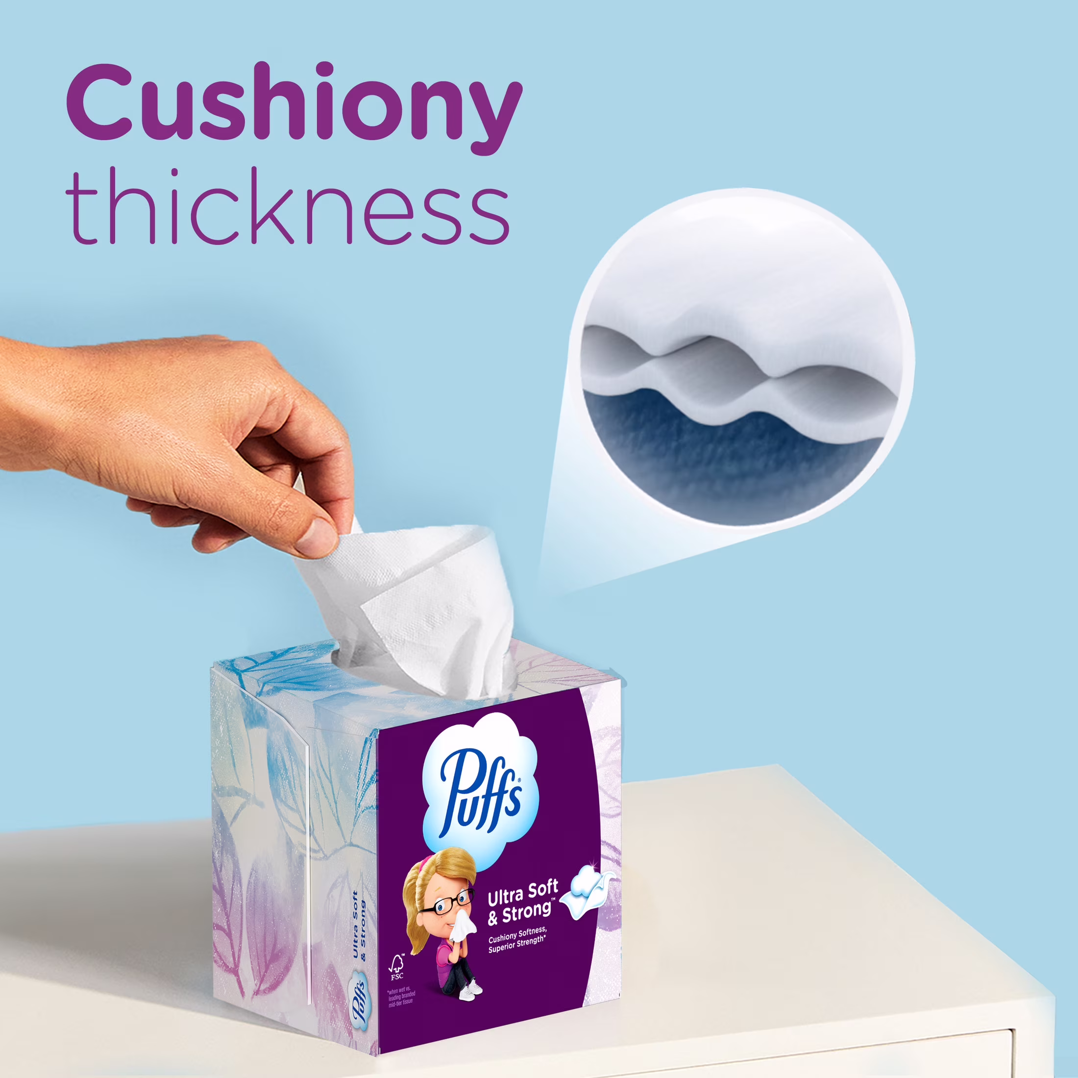 Puffs Ultra Soft Non-Lotion Facial Tissue, 1 Mega Cube Box, 72 Facial Tissues per Box