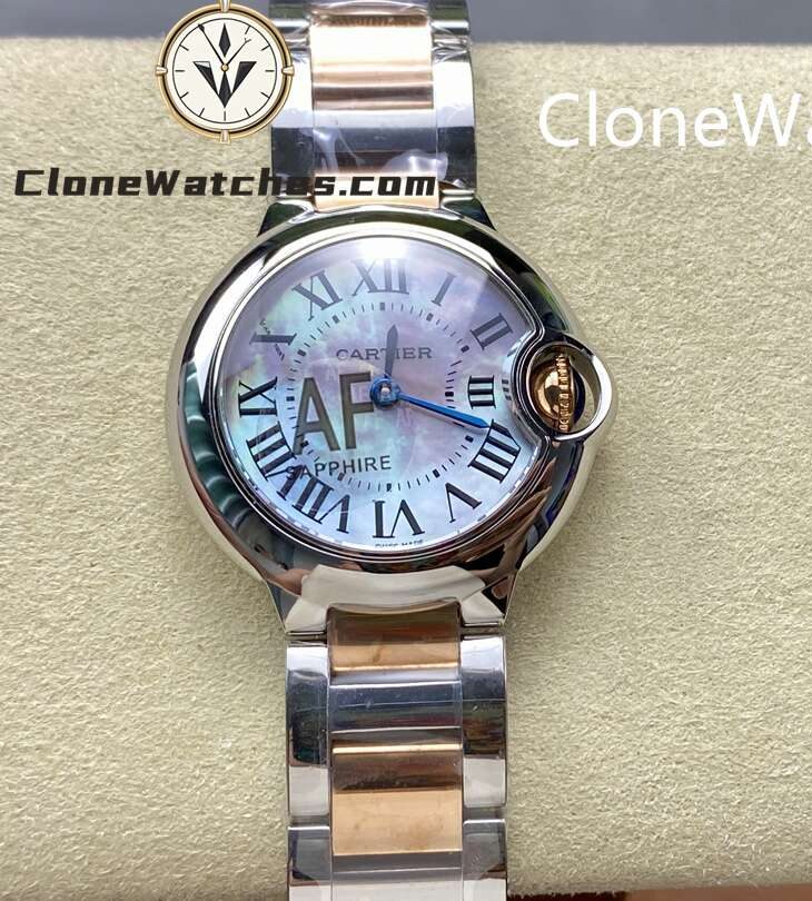 Cartier Super Clone Watches 1:1 Ballon Bleu de W6920034 Mother-of-pearl Dial 28mm