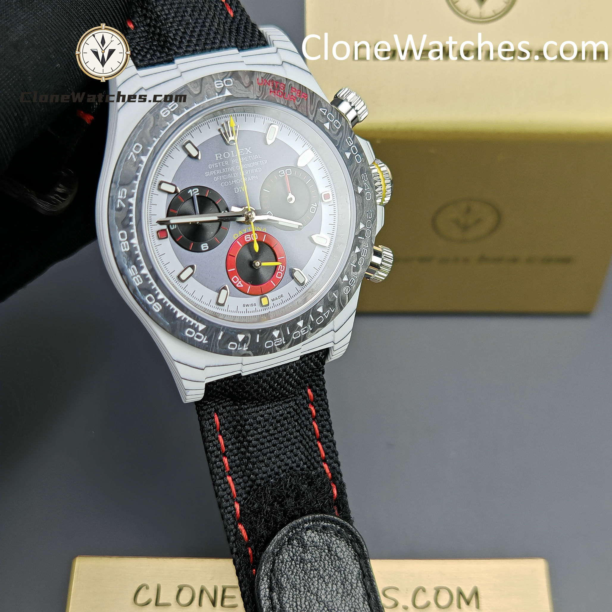 Modified Super Clone Watches 1:1 DIW Rolex Daytona 4130 Movement Black Strap