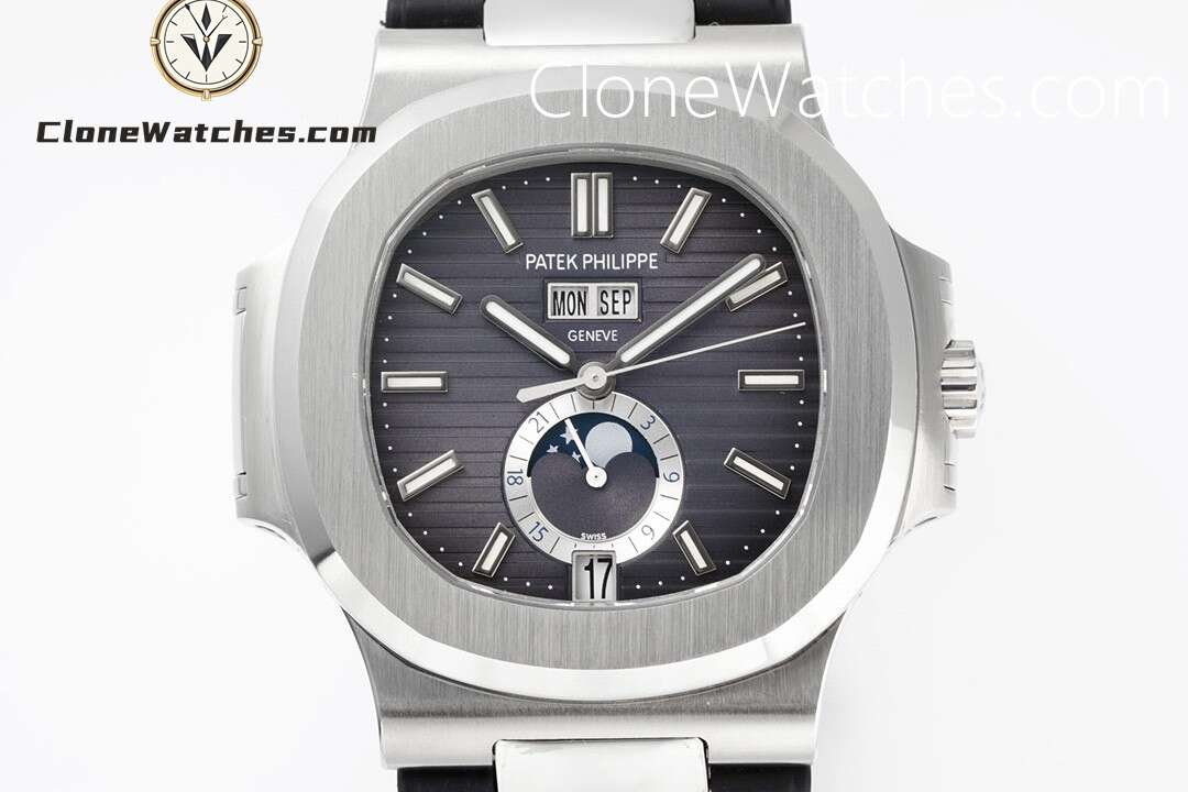 Patek Philippe Super Clone Watches 1:1 Nautilus 5726 Grey Dial Black Rubber Strap
