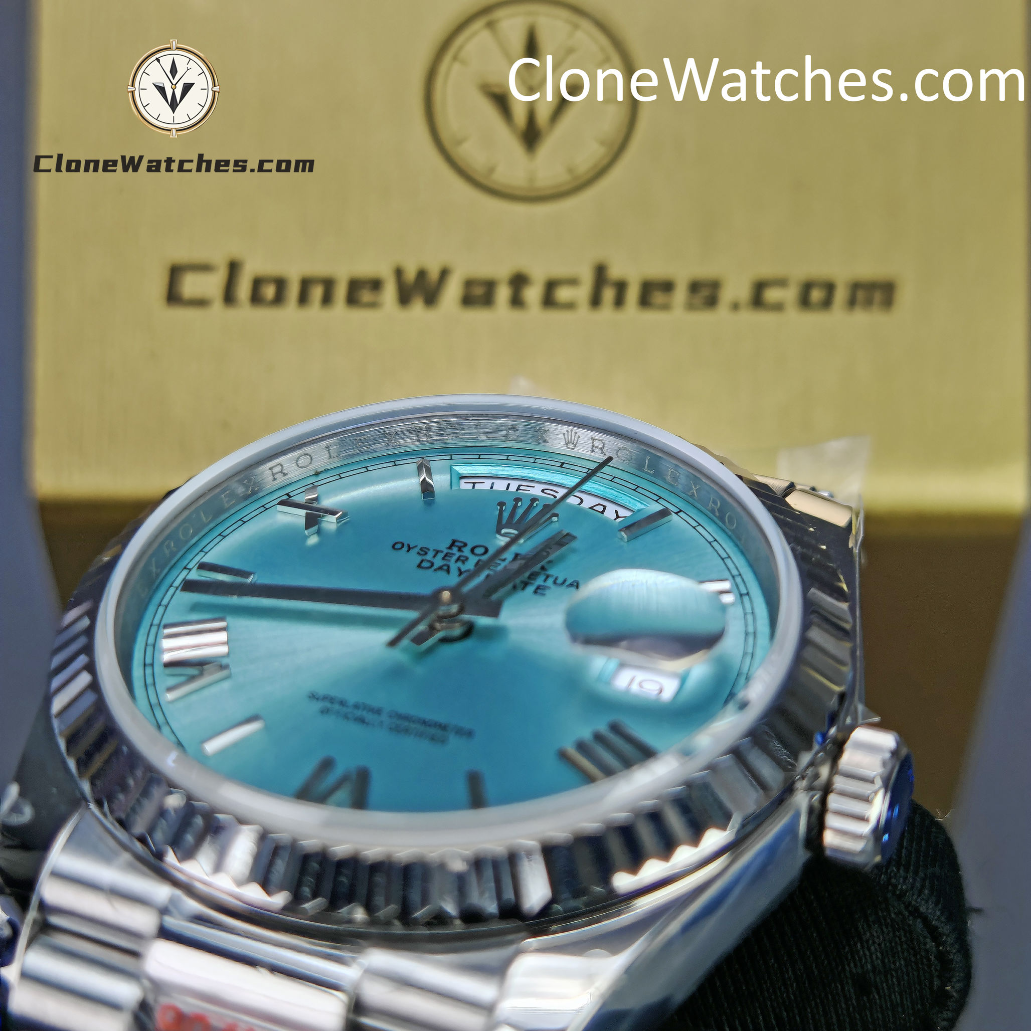 Rolex Super Clone Watches 1:1 Day Date Ice Blue Dial 36mm m128236-0018 3255 Movement