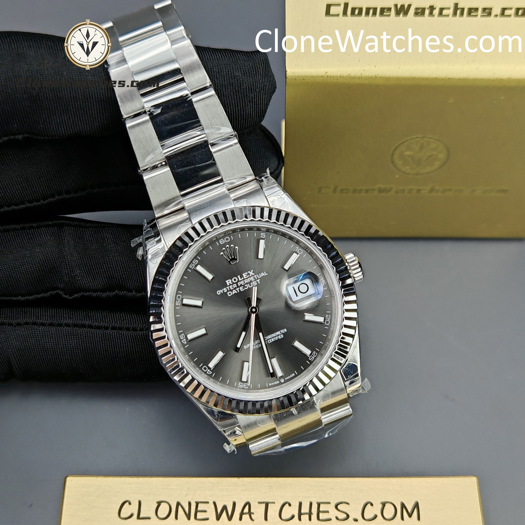 Rolex Super Clone Watches 1:1 DateJust Gray Dial m126334-0013 Oyster 41MM 3235 Movement