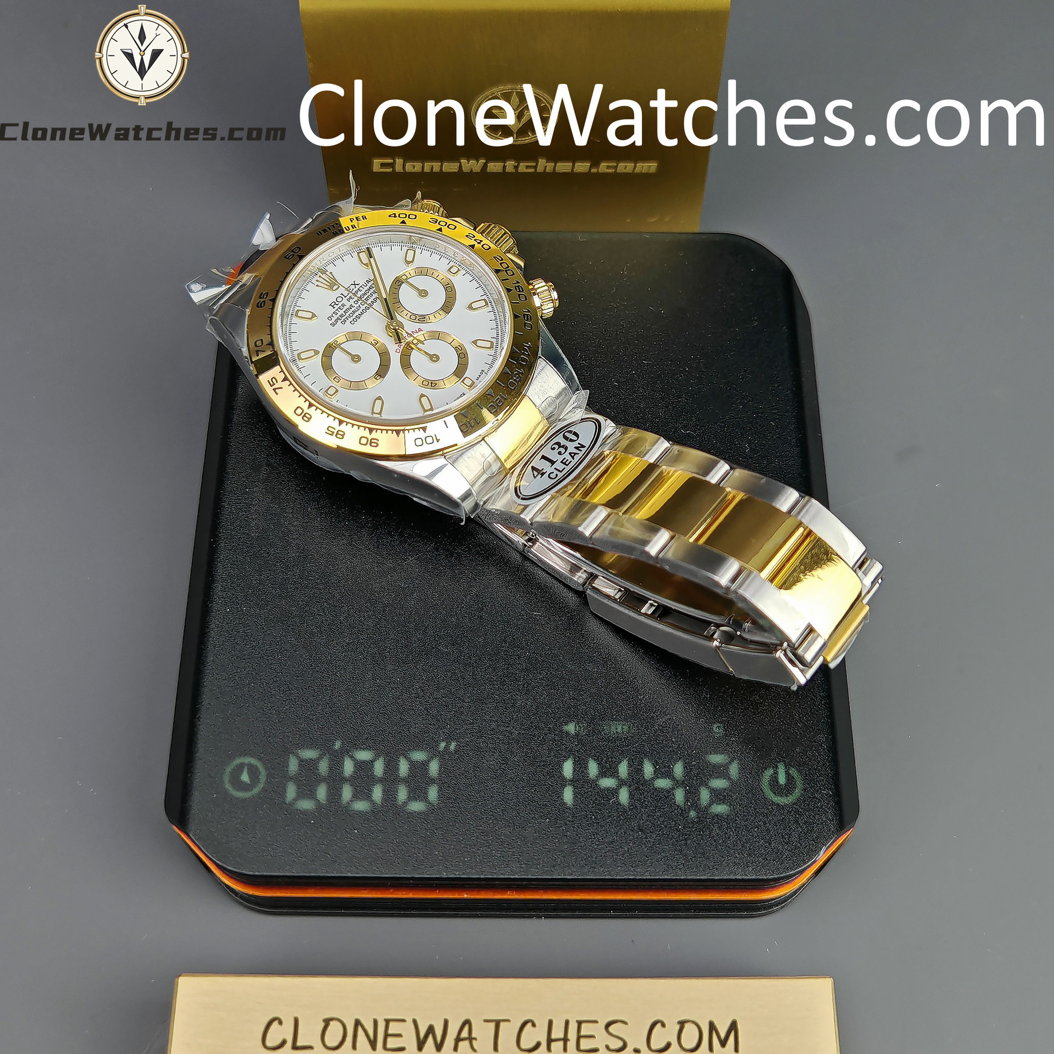 Rolex Super Clone Watches 1:1 Daytona 18k gold M116503-0001 White Dial 4130 movement