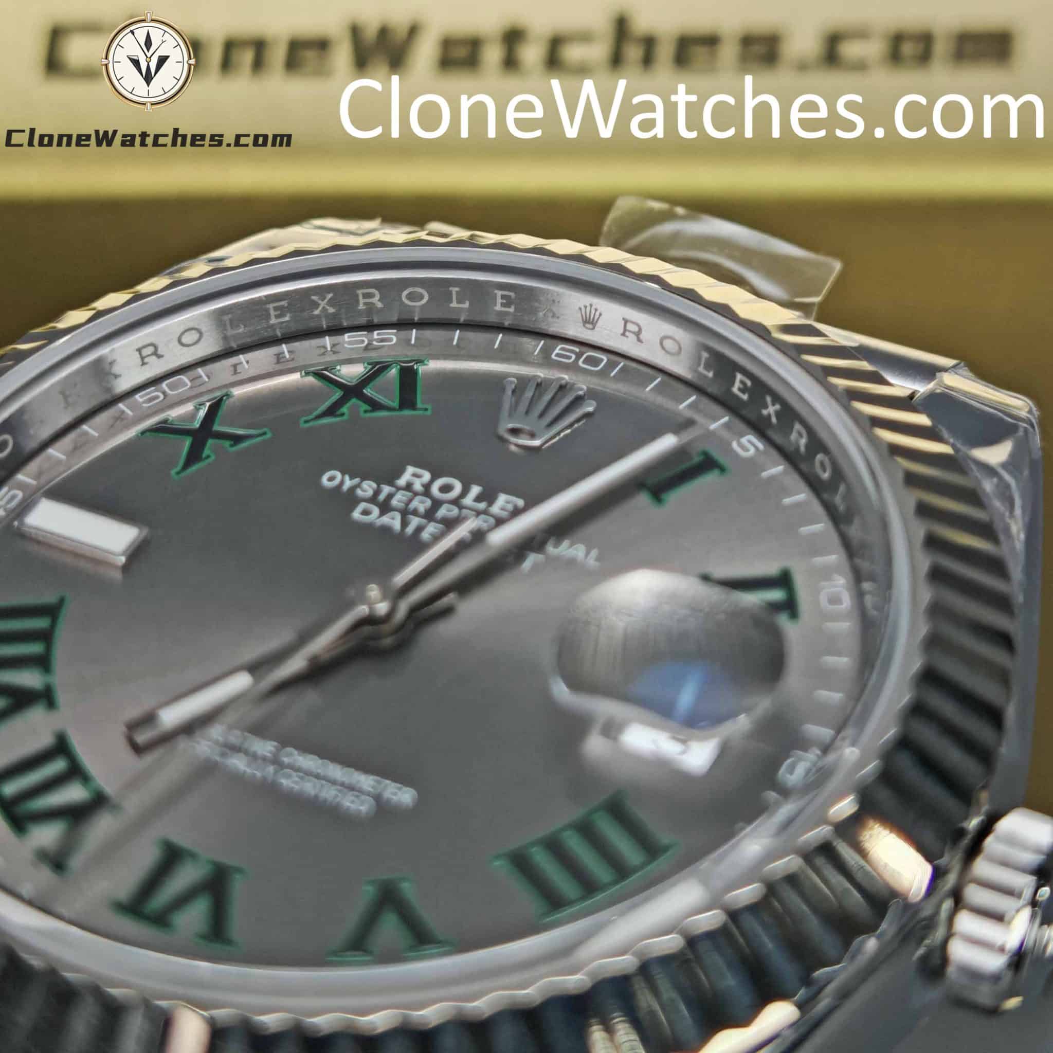 Rolex Super Clone Watches 1:1 DateJust Grey Roman Dial Jubilee 41MM M126334 3235 Movement