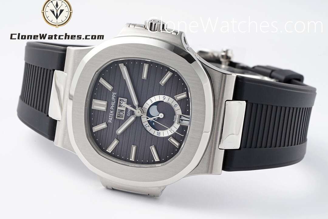 Patek Philippe Super Clone Watches 1:1 Nautilus 5726 Grey Dial Black Rubber Strap