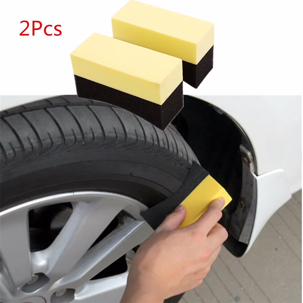 HomeDM 2 Pcs Tire Applicator Dressing Shine Sponge, Tire Dressing Applicator Pads, Polishing Sponge for Car Glass, Painted Steel & Porcelain